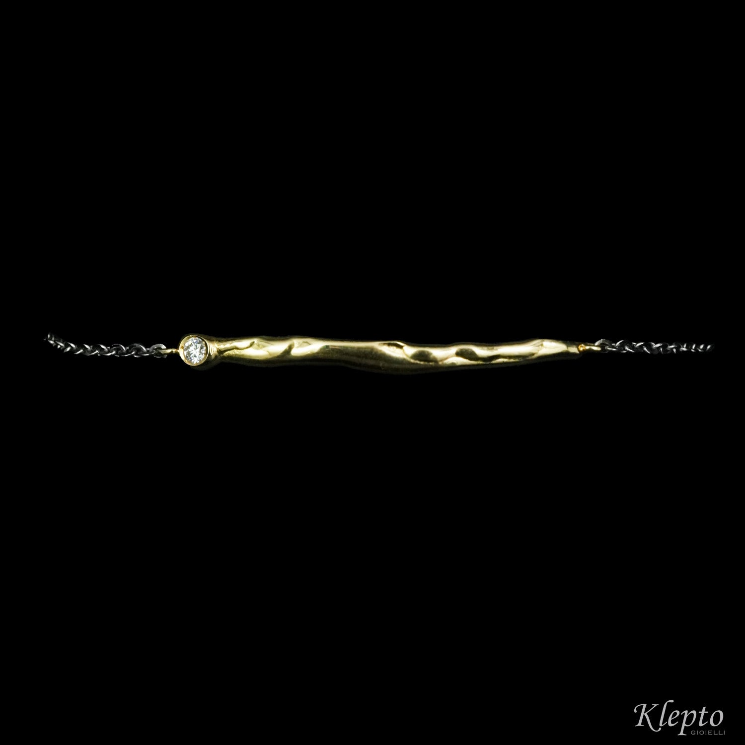Fused yellow gold bracelet and white gold chain with Diamond "Gurging waters"