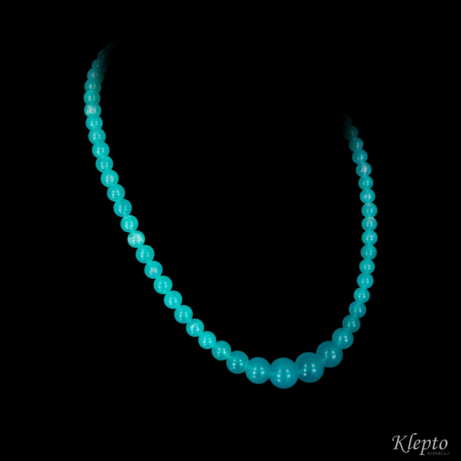 Yellow gold necklace with Amazonite