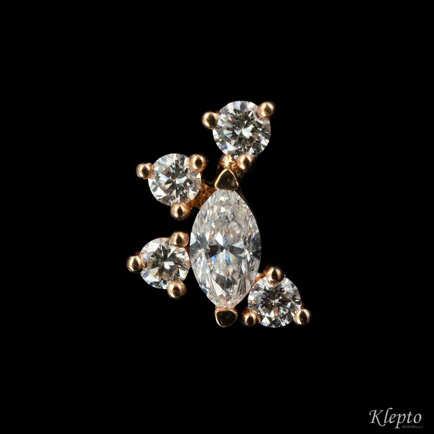 Rose gold lobe earrings with diamonds