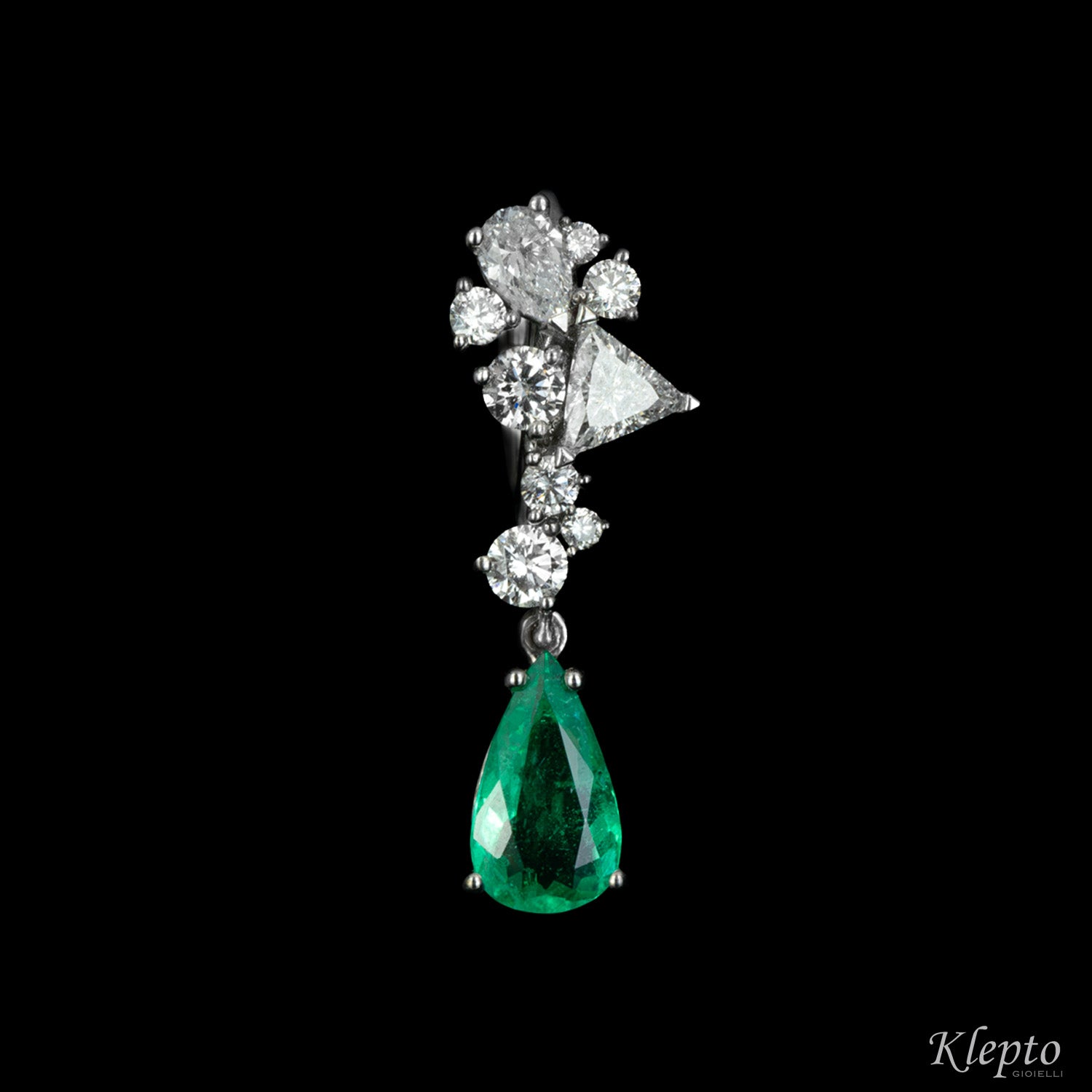 White gold earrings with emeralds and diamonds