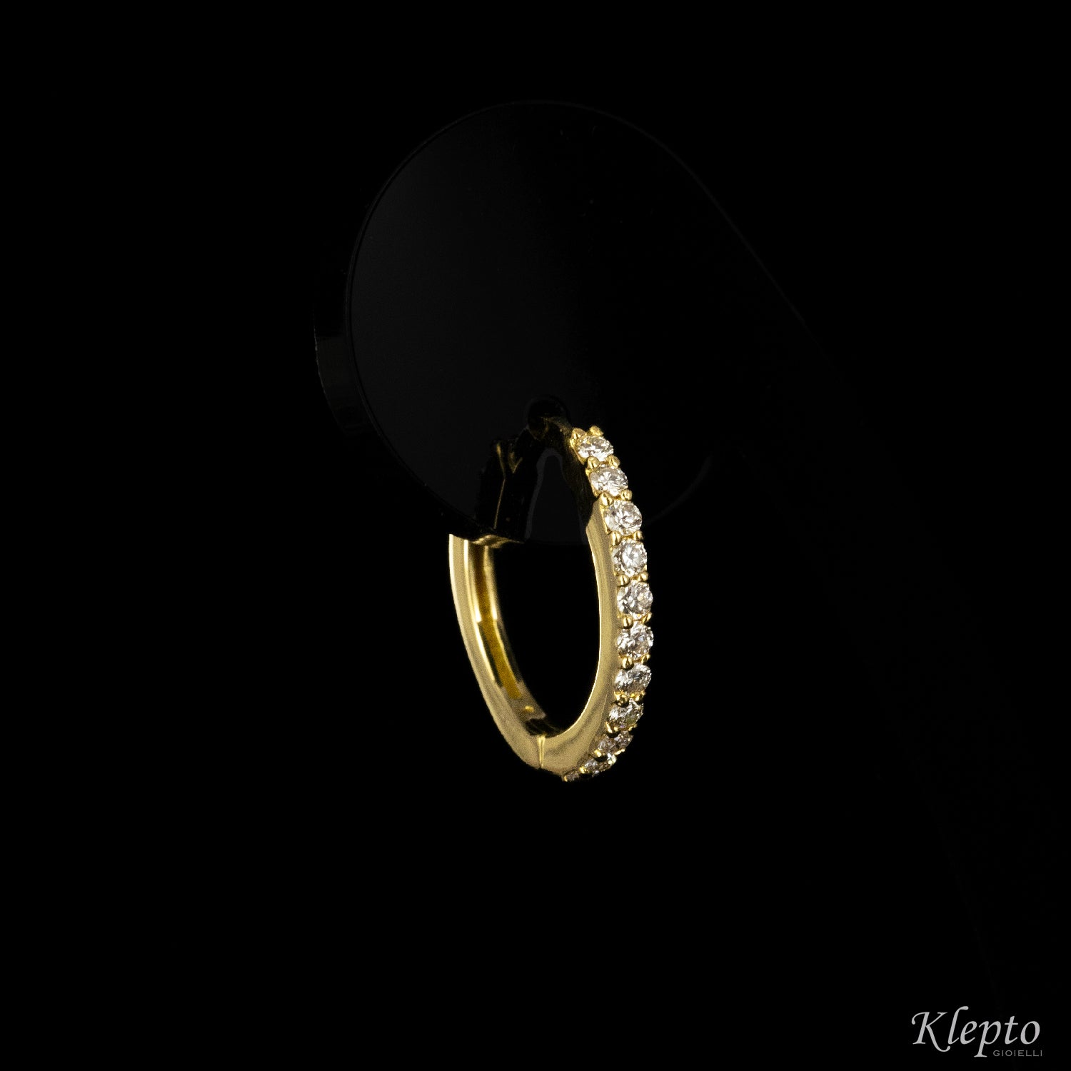 Yellow gold hoop earrings with diamonds