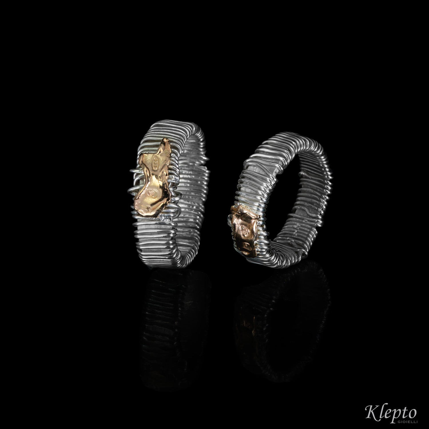 Silver ring Silnova® with rose gold details