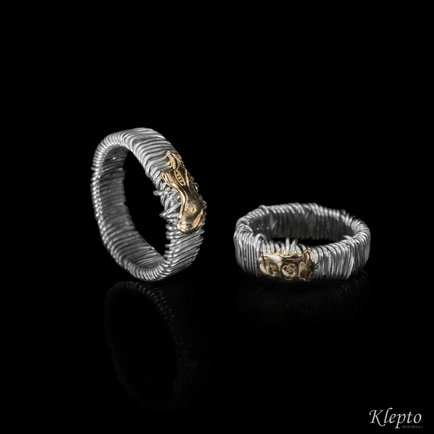Silver ring Silnova® with rose gold details