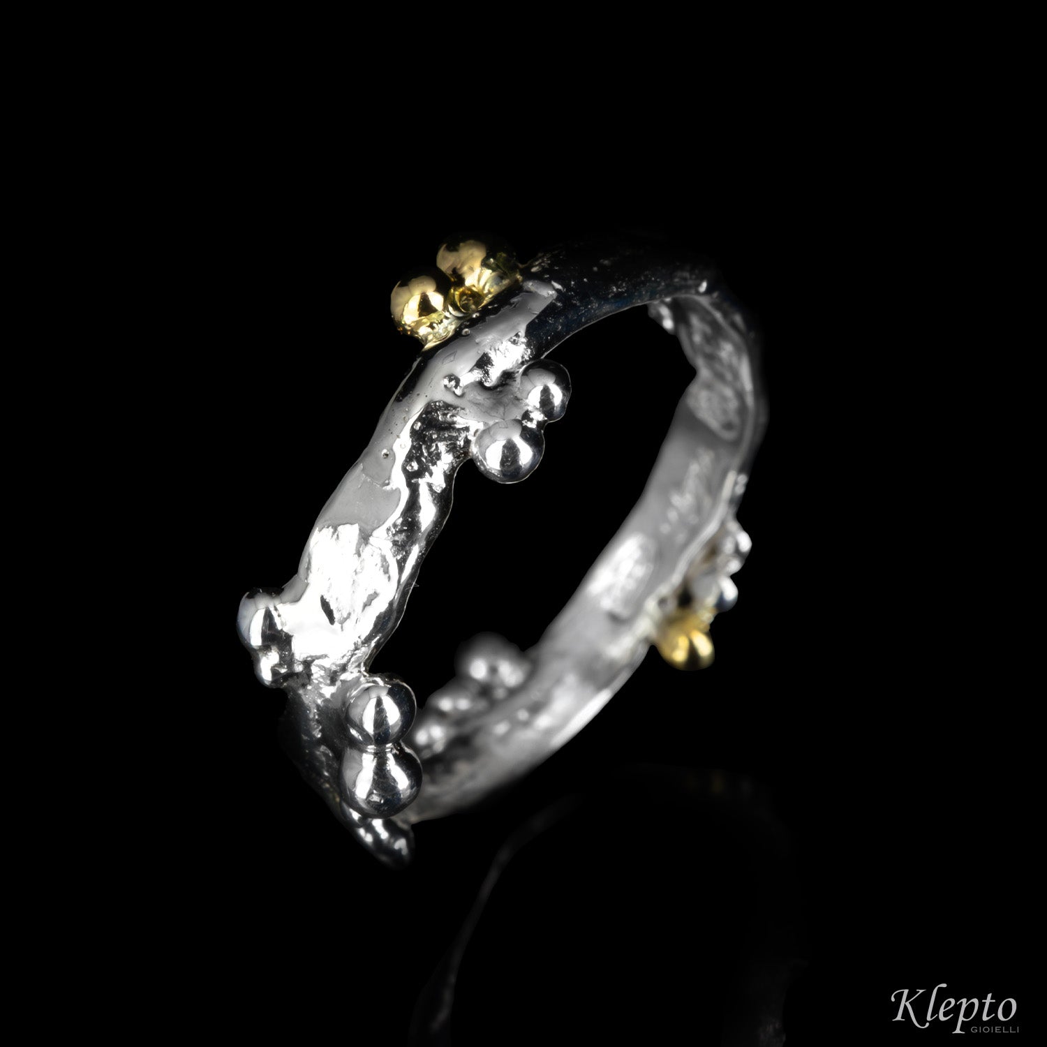 Silnova® Silver Ring with Yellow Gold Details