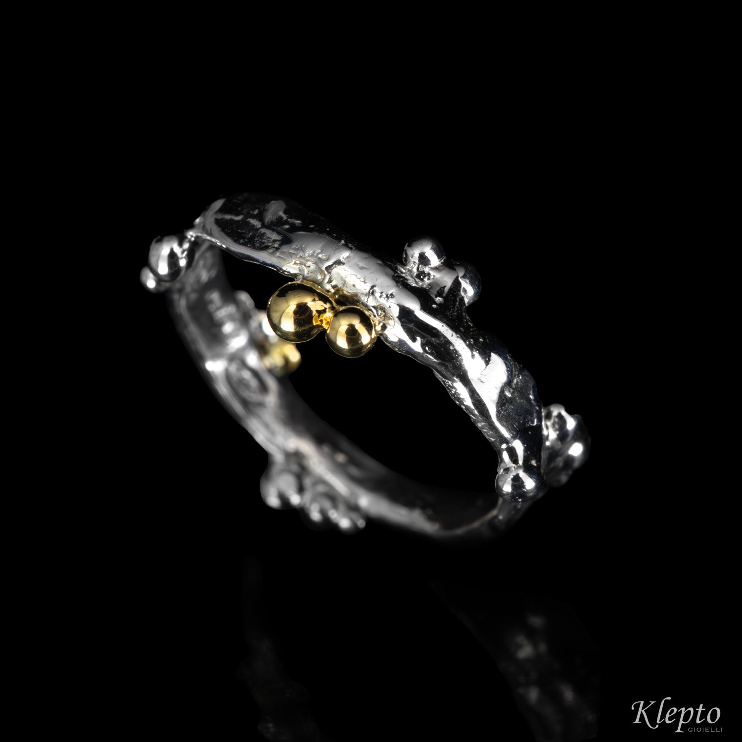 Silnova® Silver Ring with Yellow Gold Details