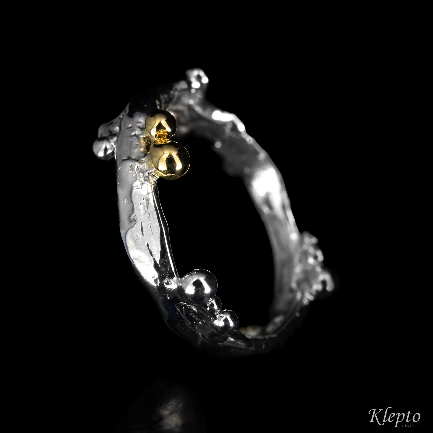 Silnova® Silver Ring with Yellow Gold Details