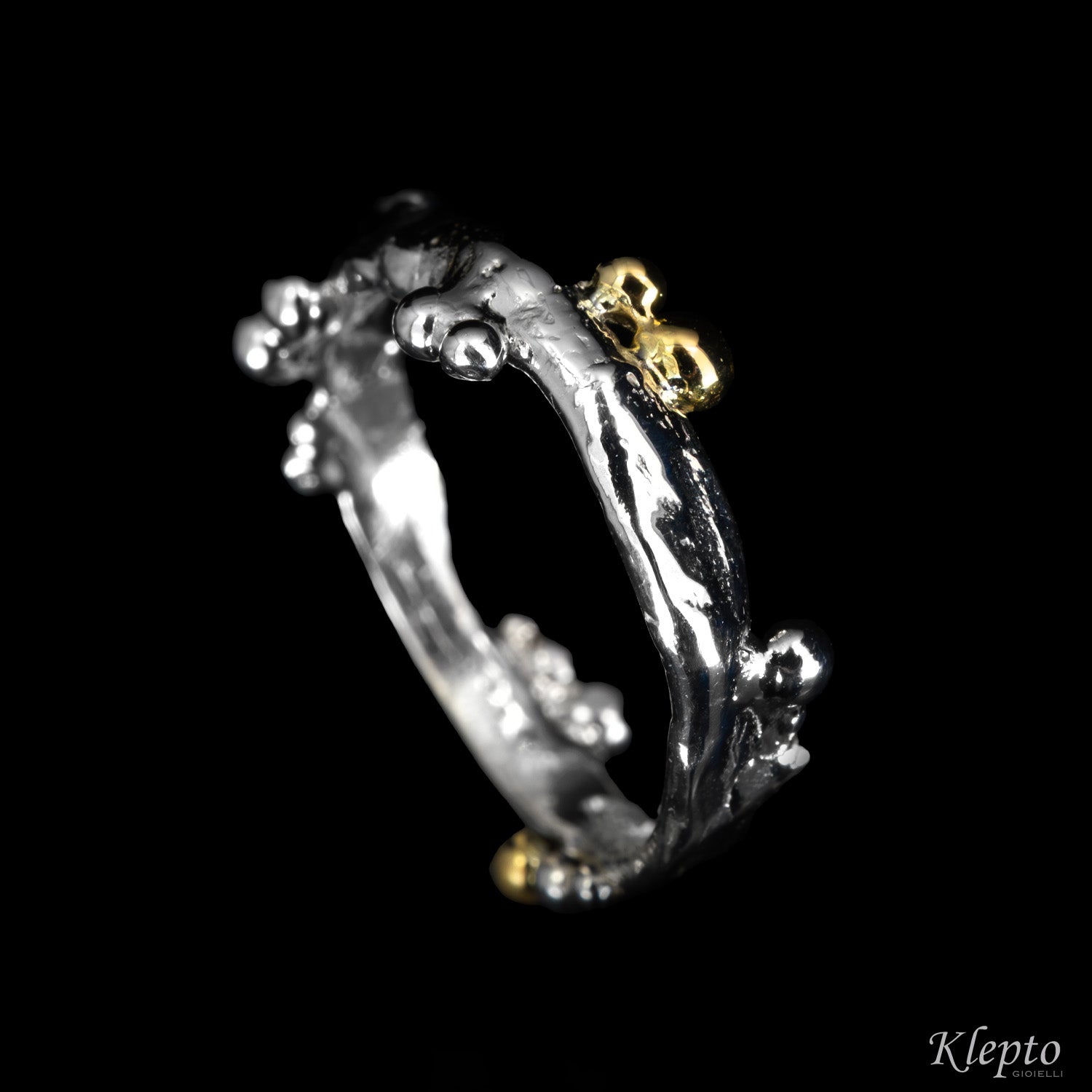 Silnova® Silver Ring with Yellow Gold Details