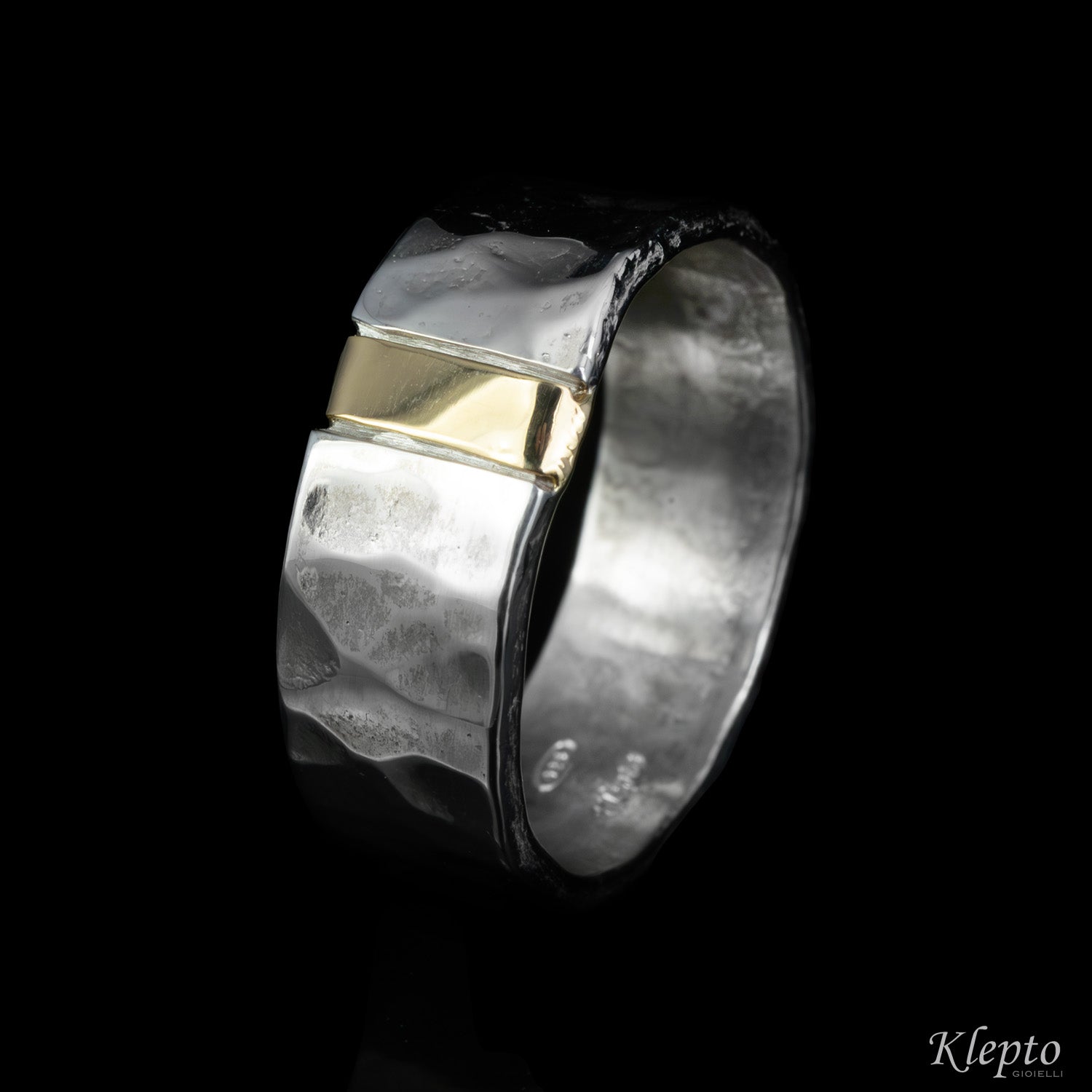 Silnova® Silver ring with yellow gold details