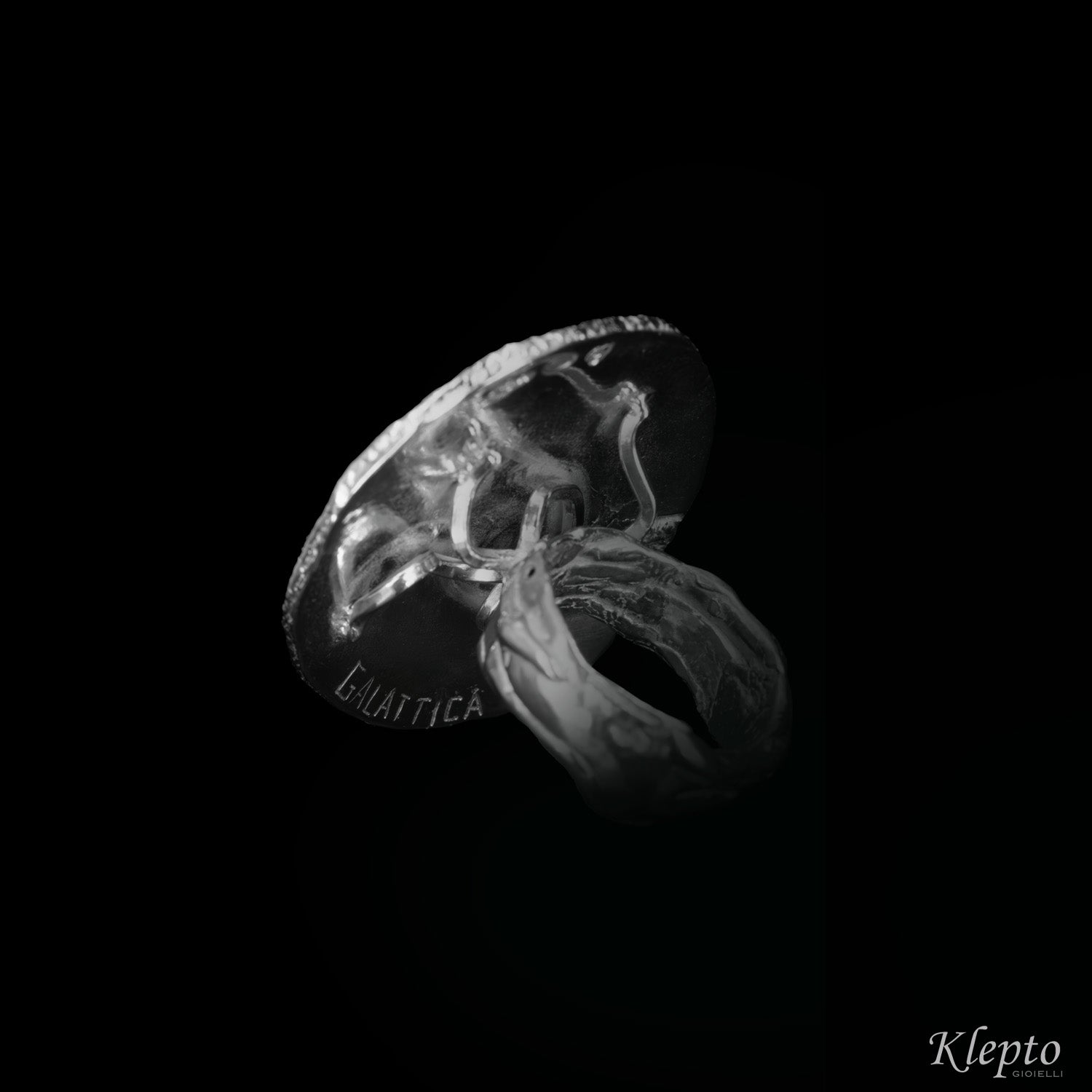 "Supernova" Silnova® Silver Ring with Asteria Sapphire, Diamond and yellow gold details