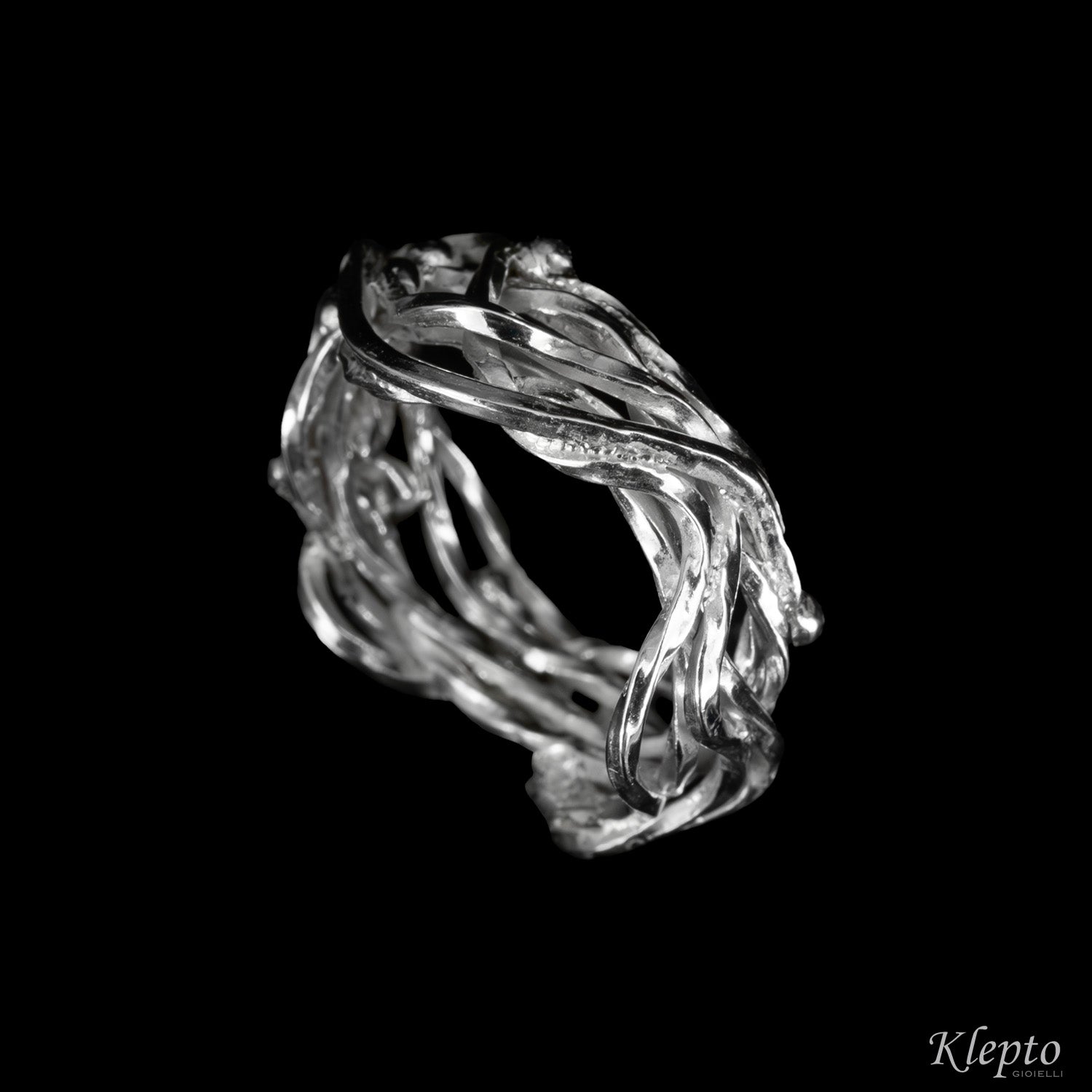 Silnova® braided wire silver ring
