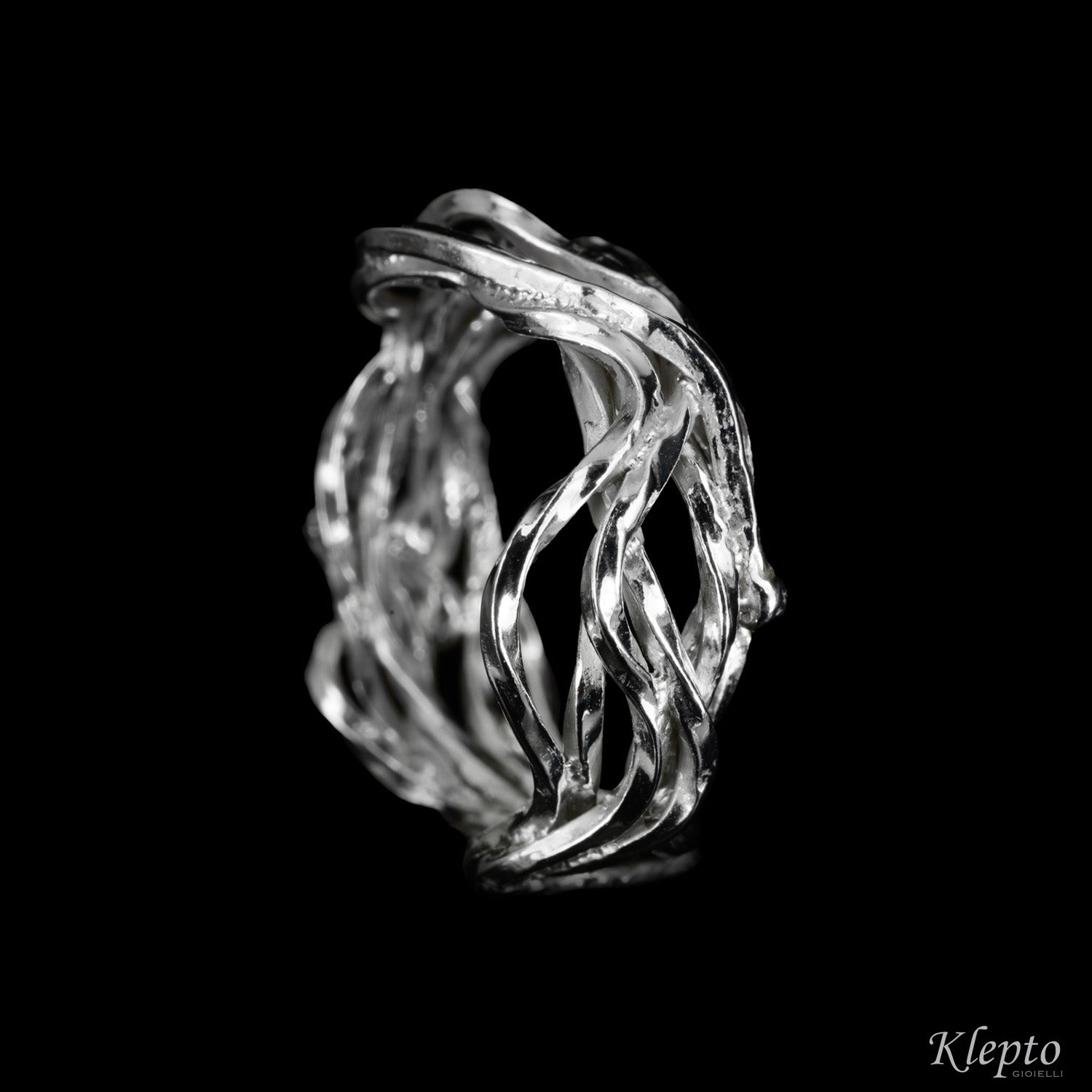 Silnova® braided wire silver ring