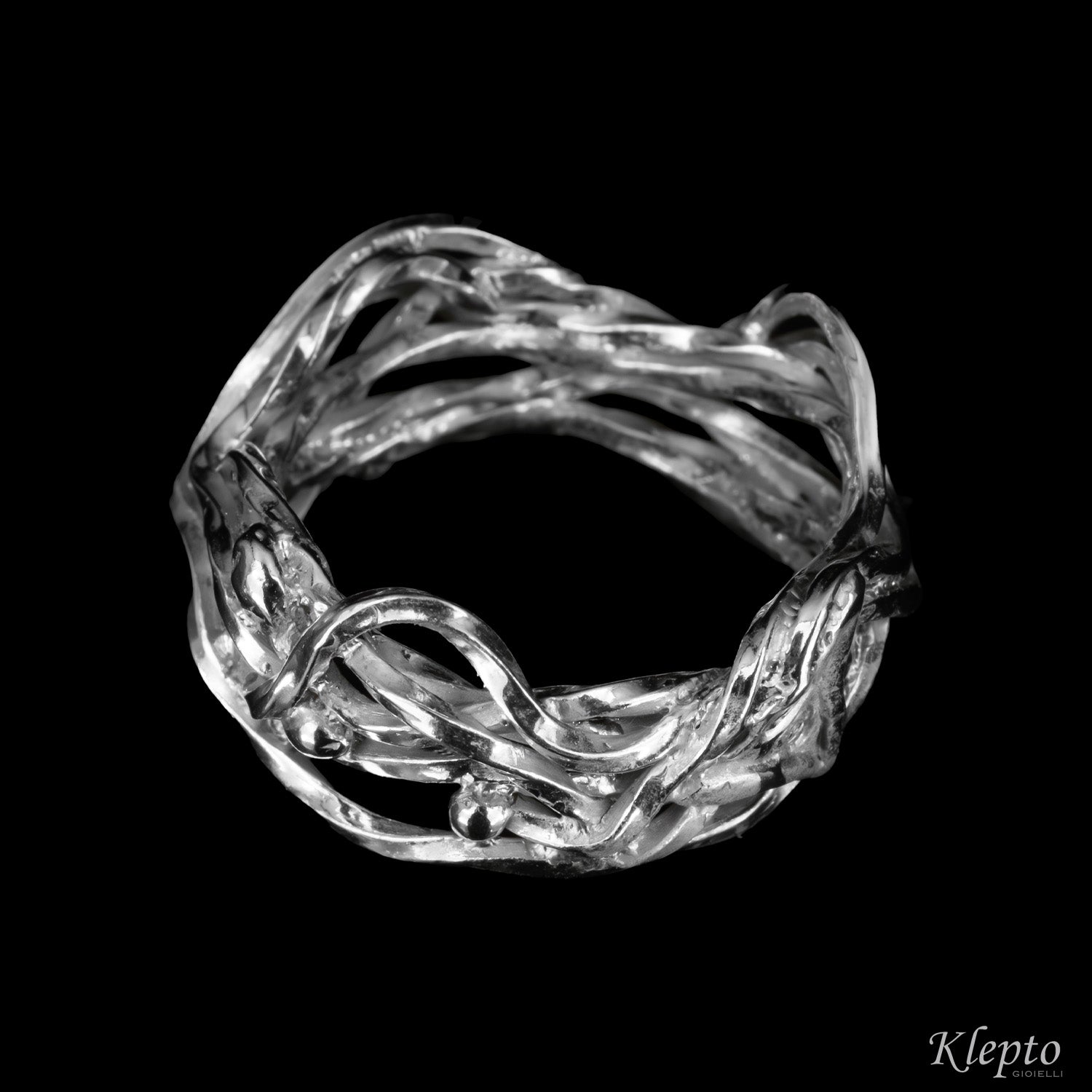 Silnova® braided wire silver ring