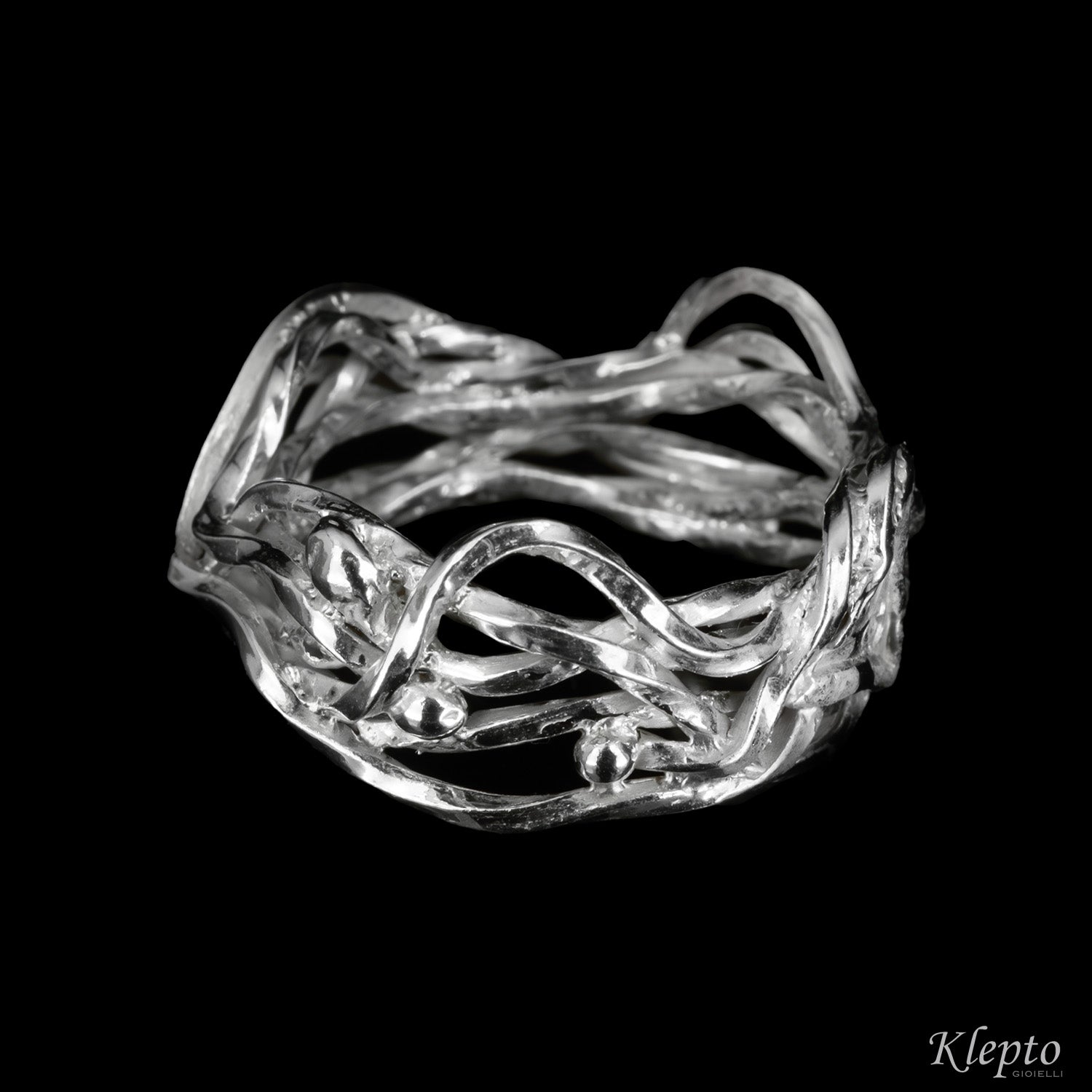 Silnova® braided wire silver ring