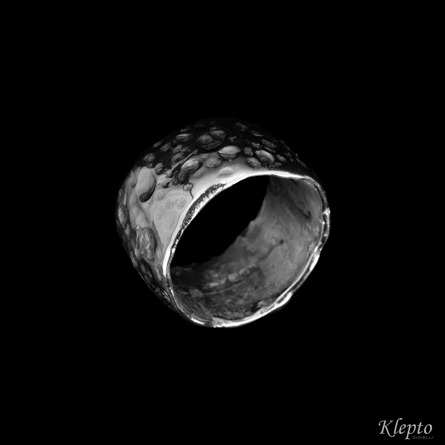 Hammered Silnova® Silver ring