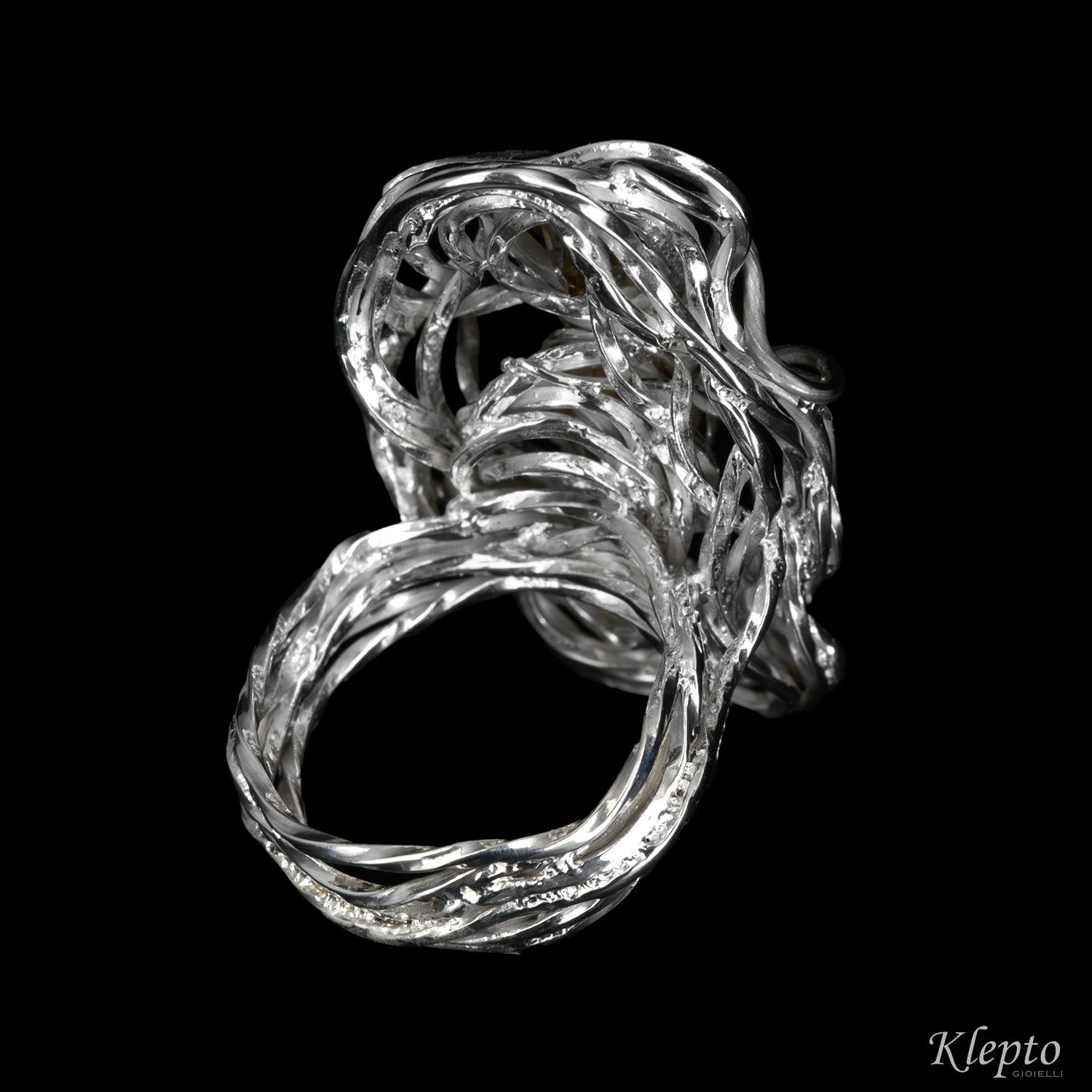 Silver ring Silnova® with twisted wire and Citrines