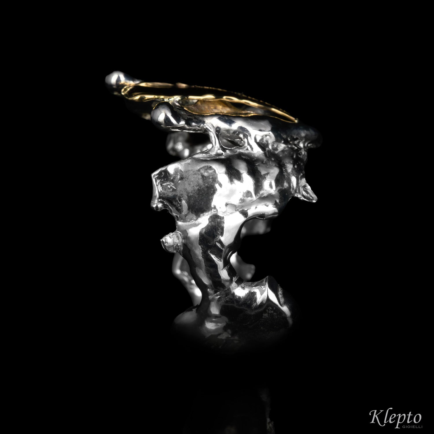 Silver Silnova® ring and yellow gold
