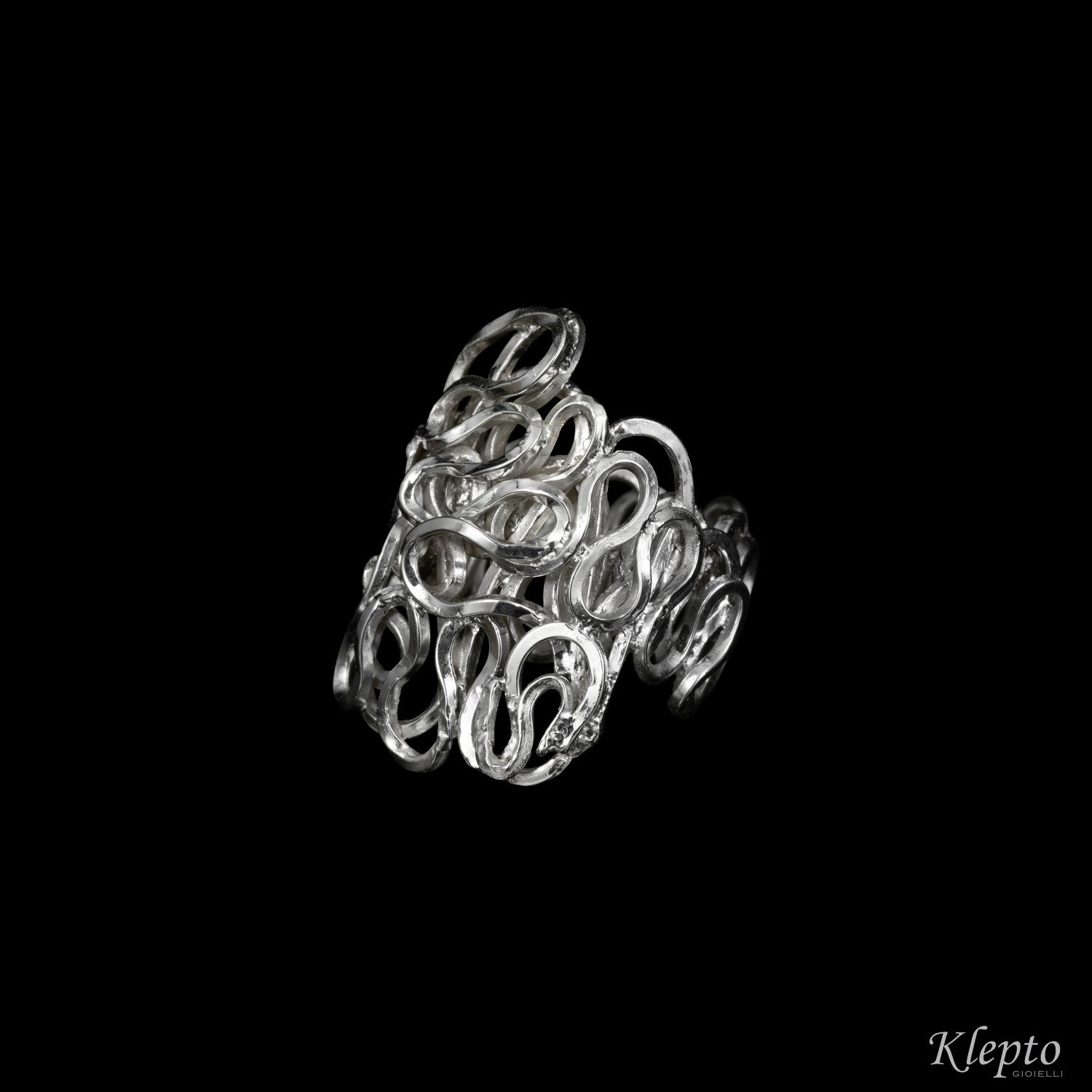 Silnova® braided wire silver ring