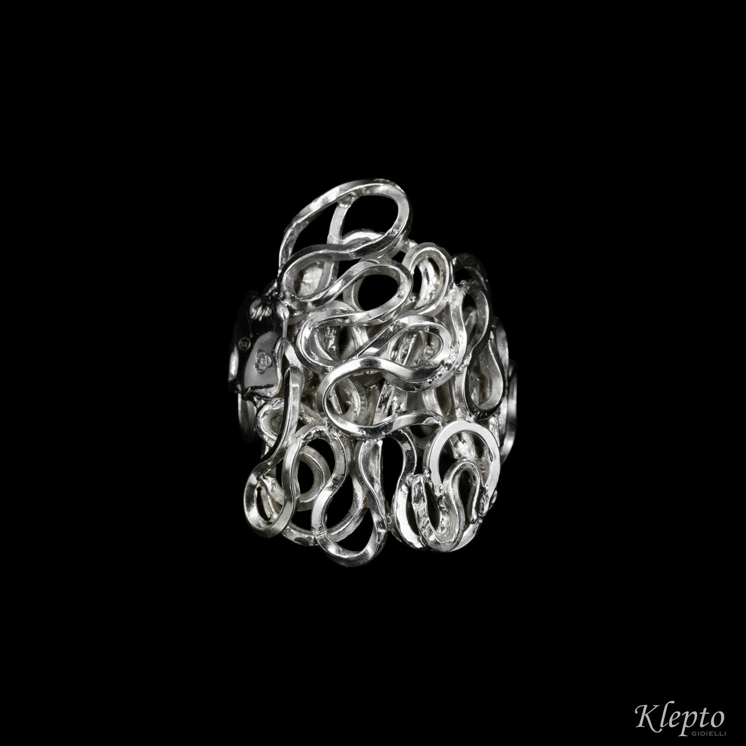 Silnova® braided wire silver ring