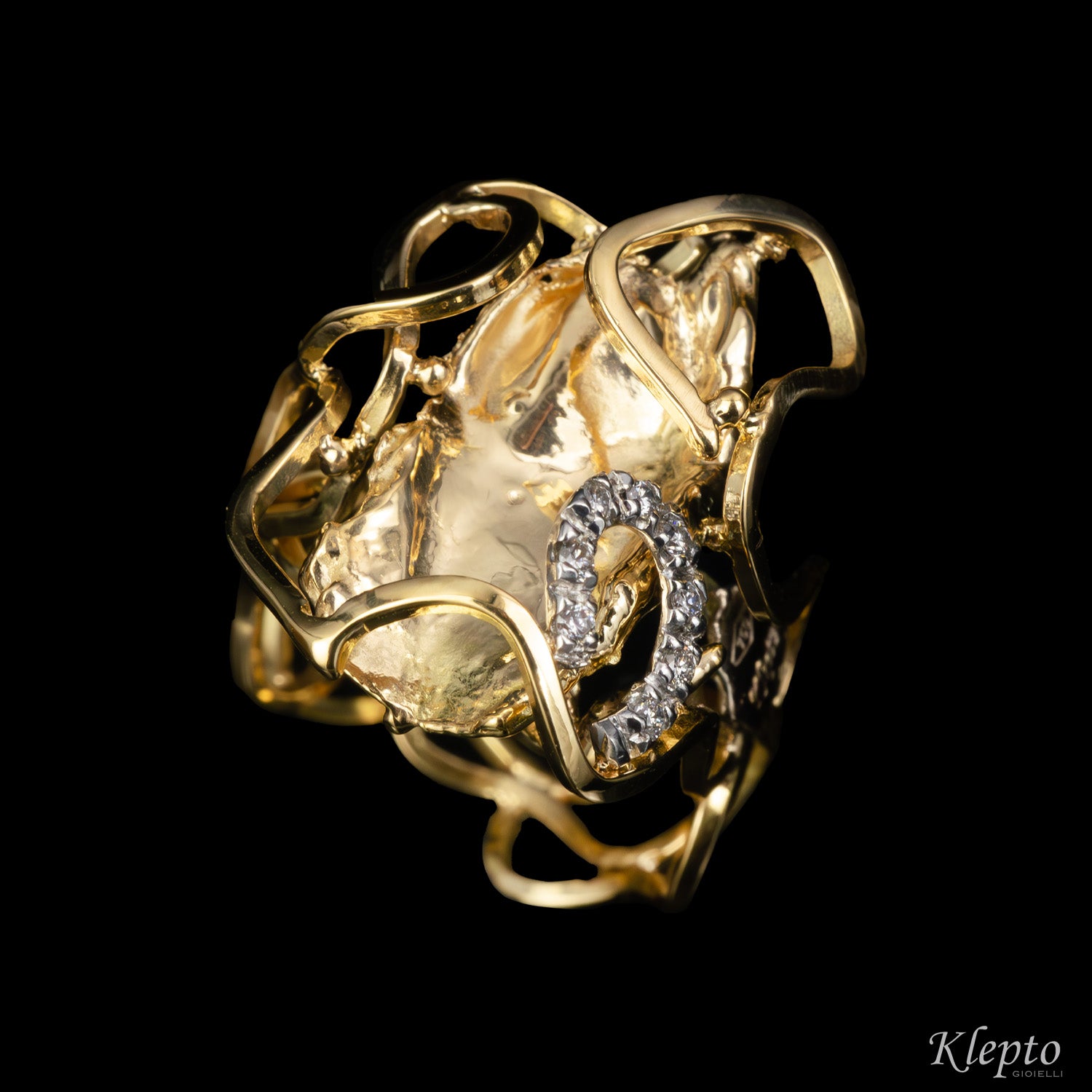 "EleKtro" yellow and white gold ring with diamonds