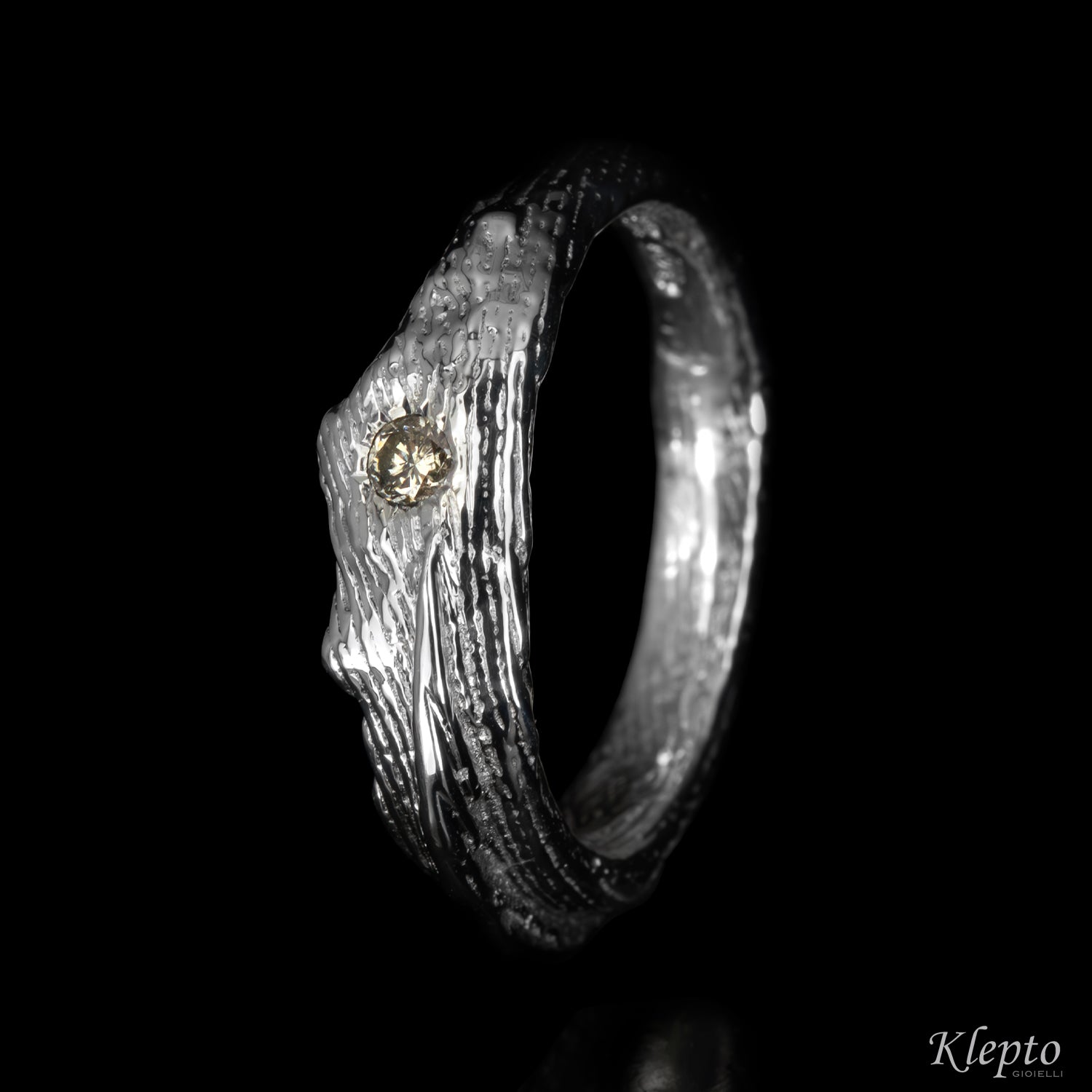 Silver Ring Silnova® with Brown Diamond