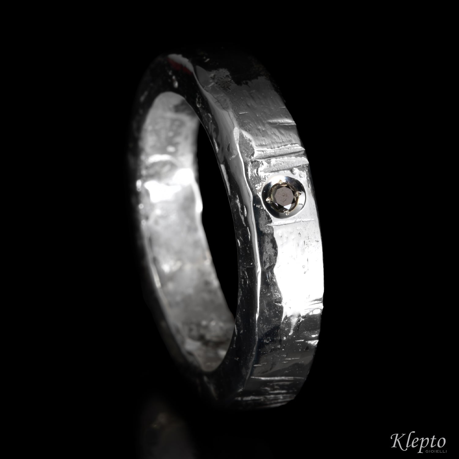 Silver Ring Silnova® with Black Diamond