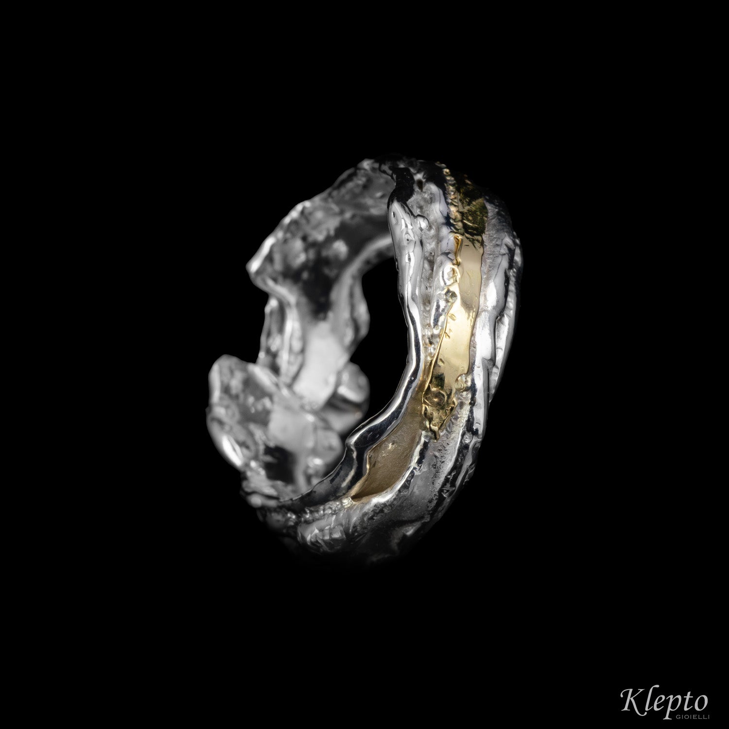 Silnova® Silver ring with yellow gold details