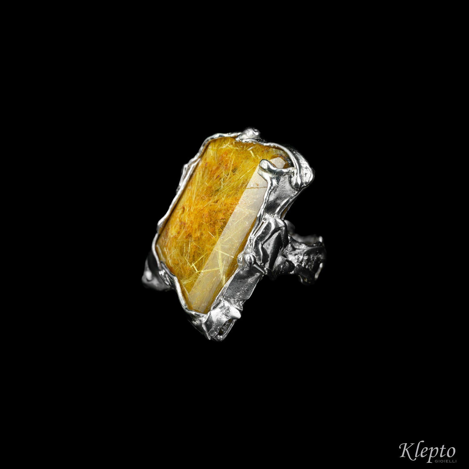 Silnova® Silver Ring with Rutilated Quartz