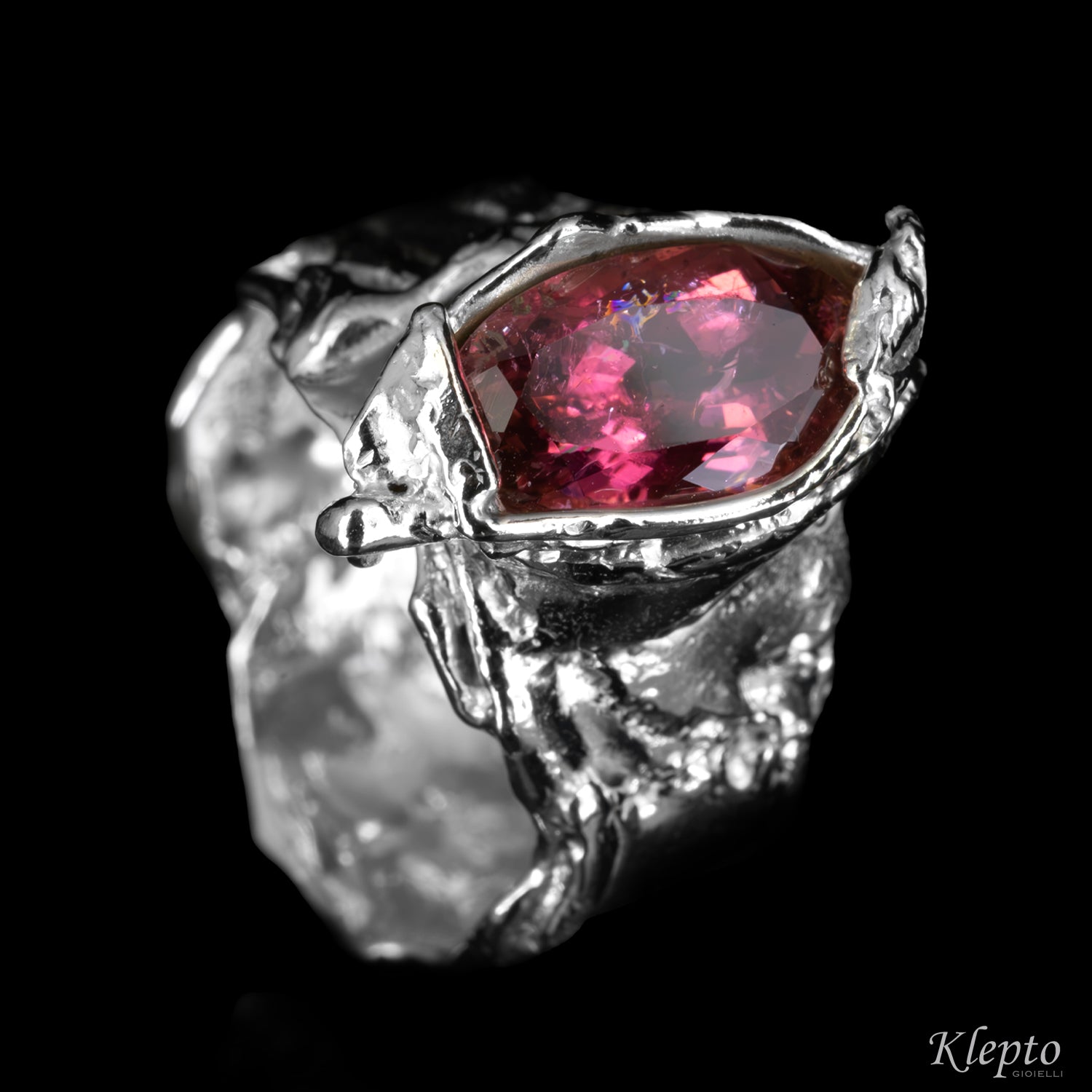 Silnova® silver ring with pink tourmaline