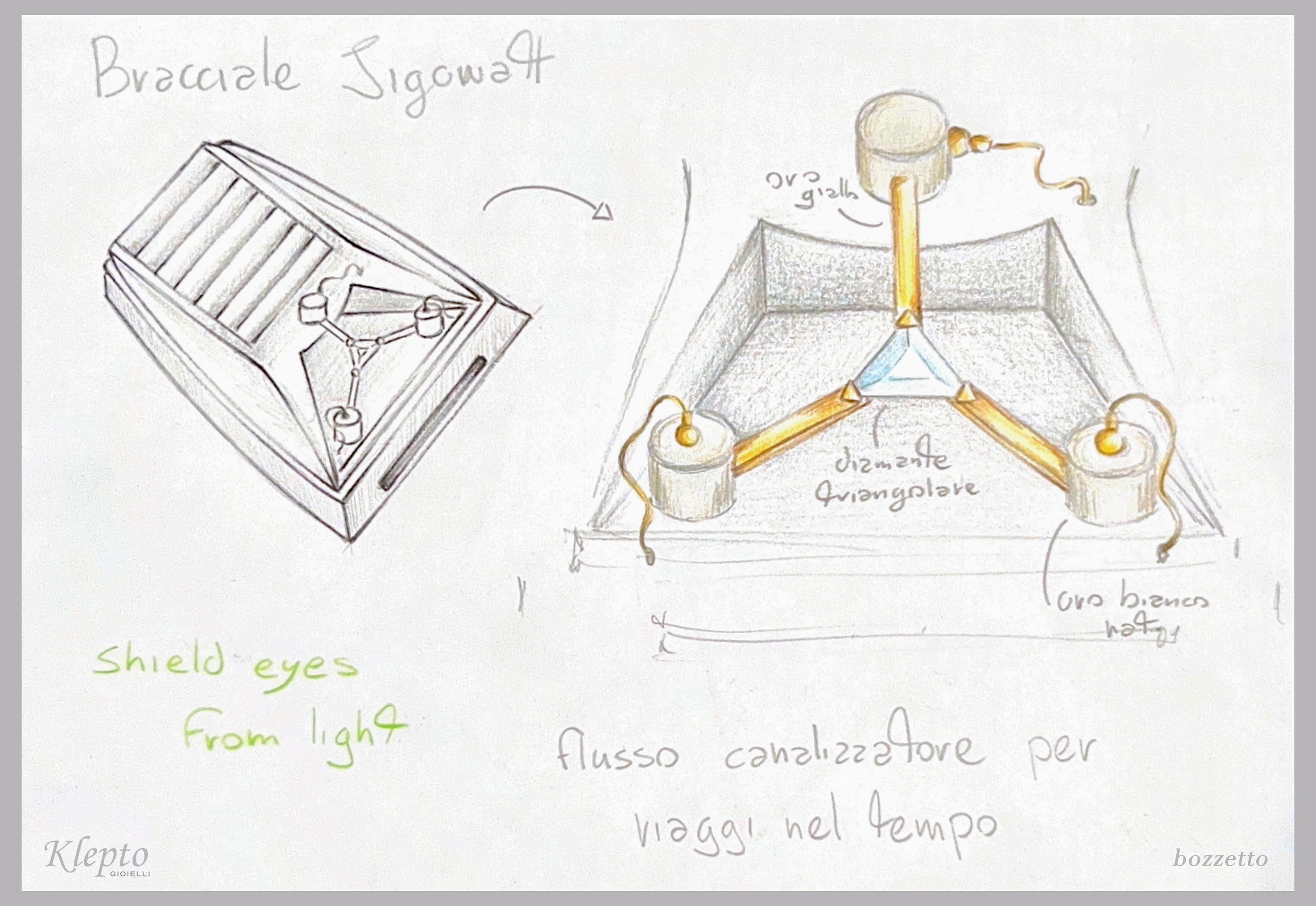 Silnova® Silver "Jigowatt" Bracelet with Trigonal Diamond and Yellow Gold