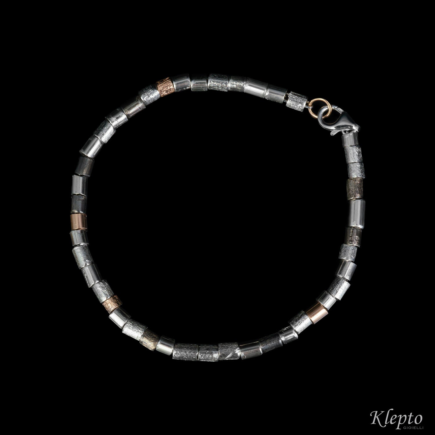 Silnova® Silver bracelet with rose gold and burnished elements