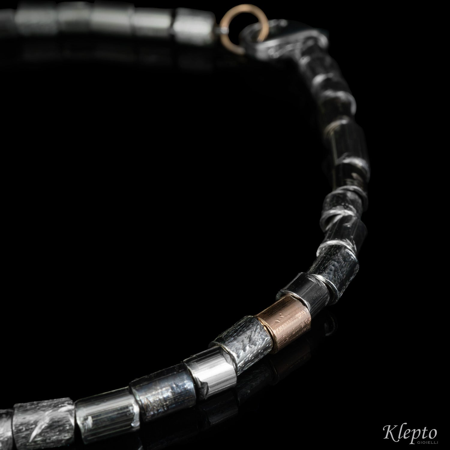 Silnova® Silver bracelet with rose gold and burnished elements