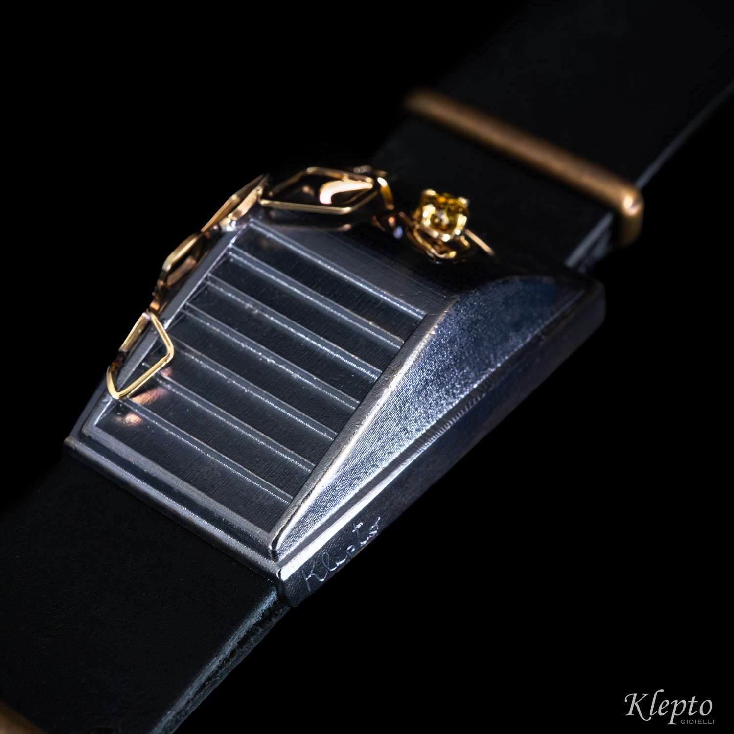 Silver Silnova® "Paradox" Bracelet with Fancy Diamond and Yellow Gold