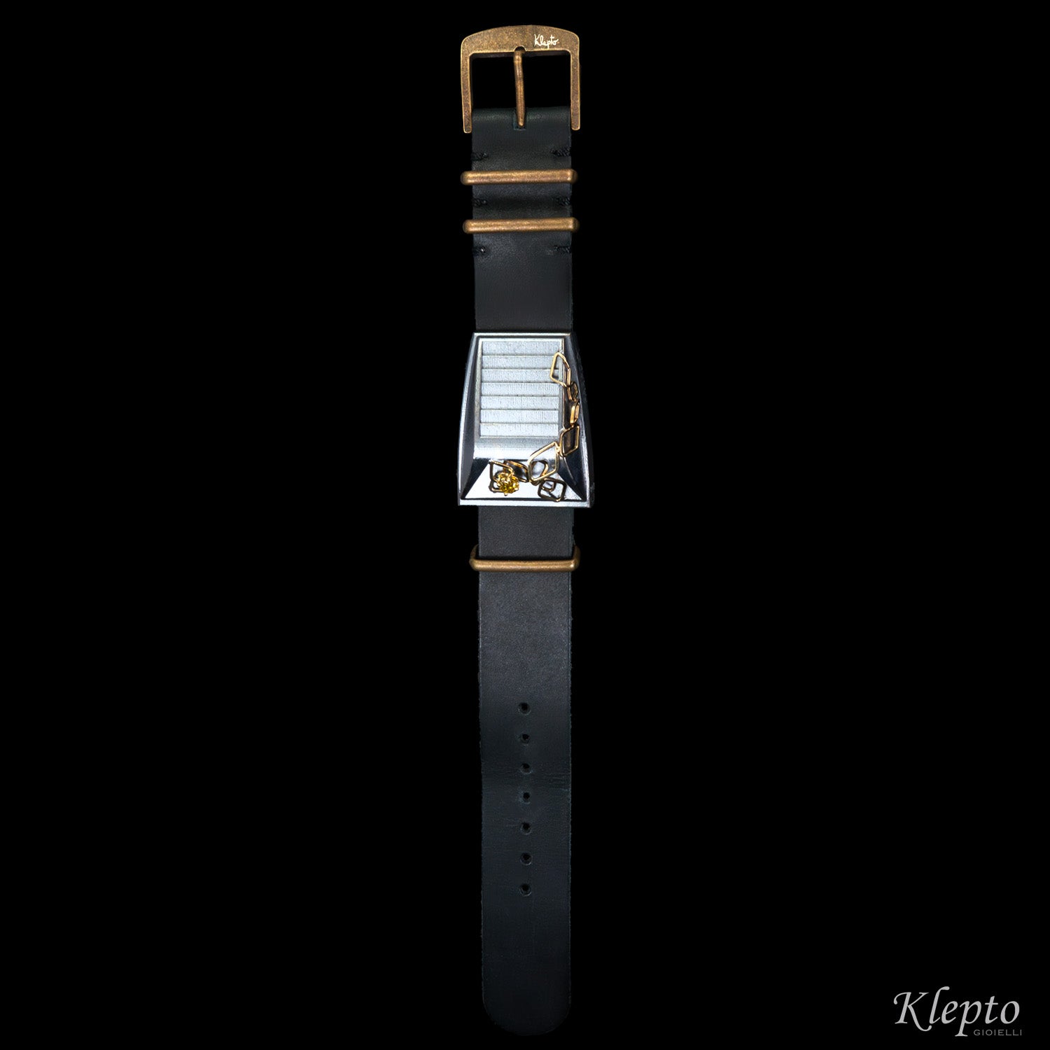 Silver Silnova® "Paradox" Bracelet with Fancy Diamond and Yellow Gold