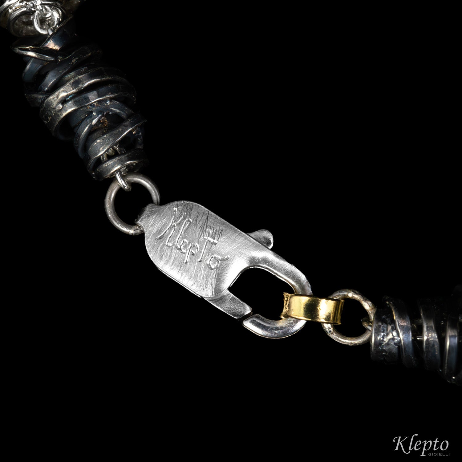 Silver Silnova® bracelet with yellow gold and burnished elements