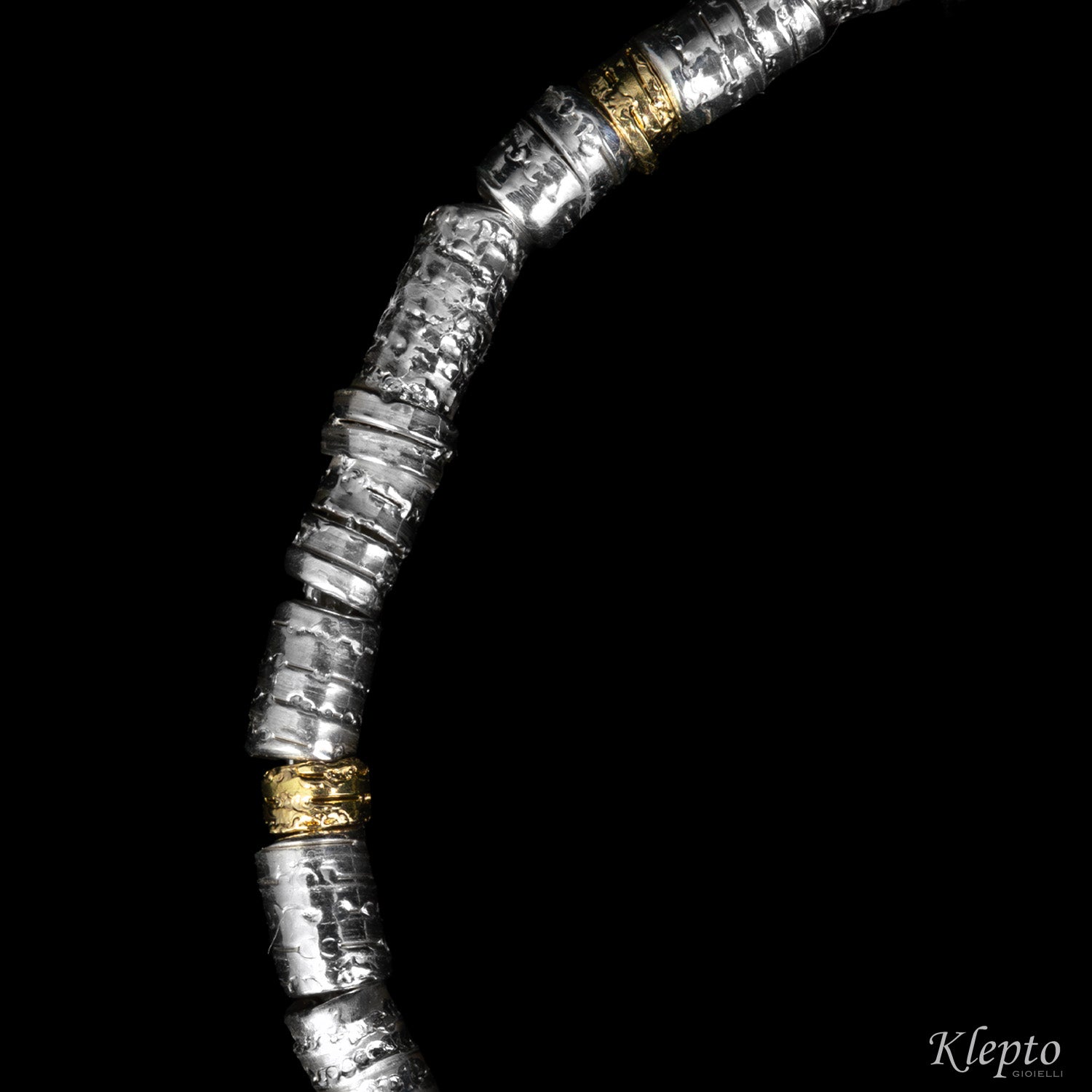 Silver Silnova® bracelet with yellow gold elements
