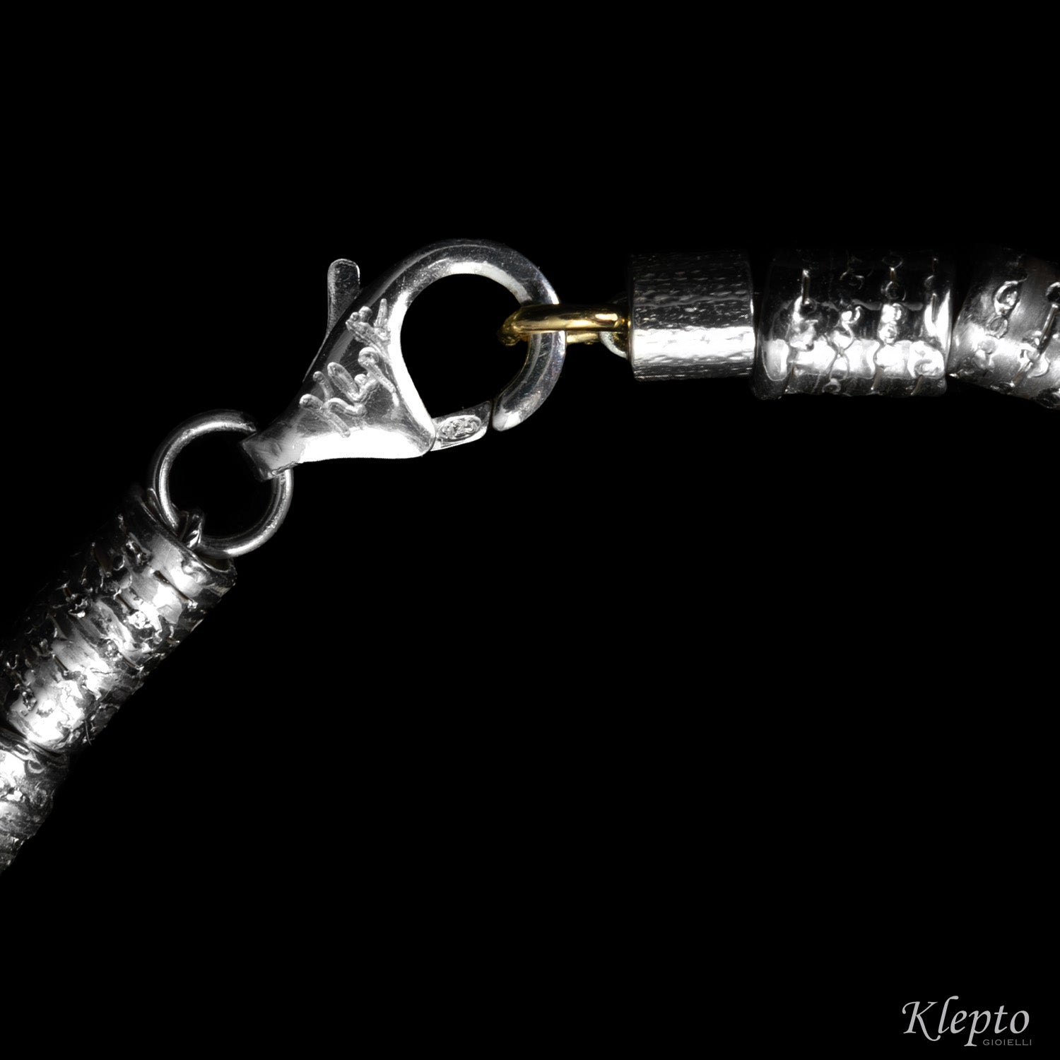 Silver Silnova® bracelet with yellow gold elements