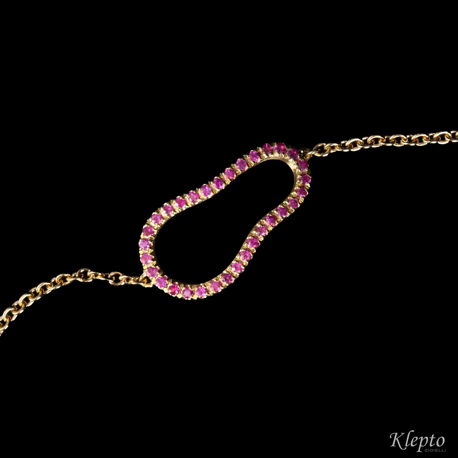 Yellow gold bracelet with pink sapphires