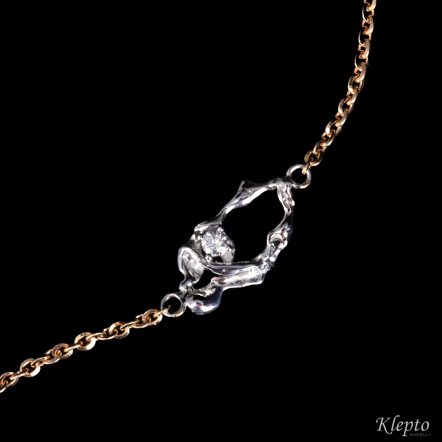 Rose and white gold "Pepita" bracelet with diamond