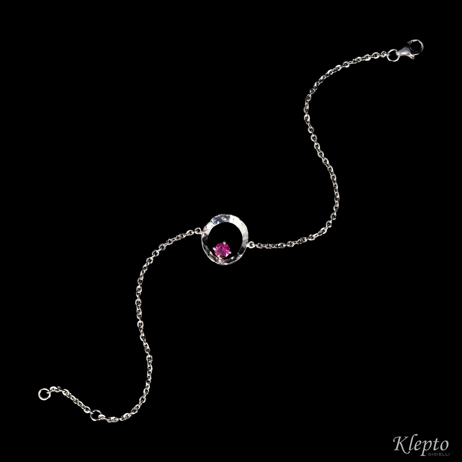 White gold bracelet "Pulsar" with magenta sapphire