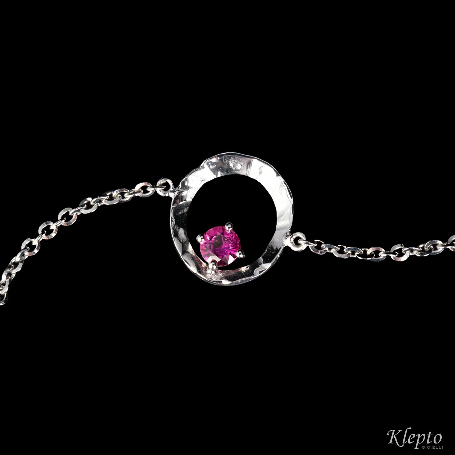 White gold bracelet "Pulsar" with magenta sapphire