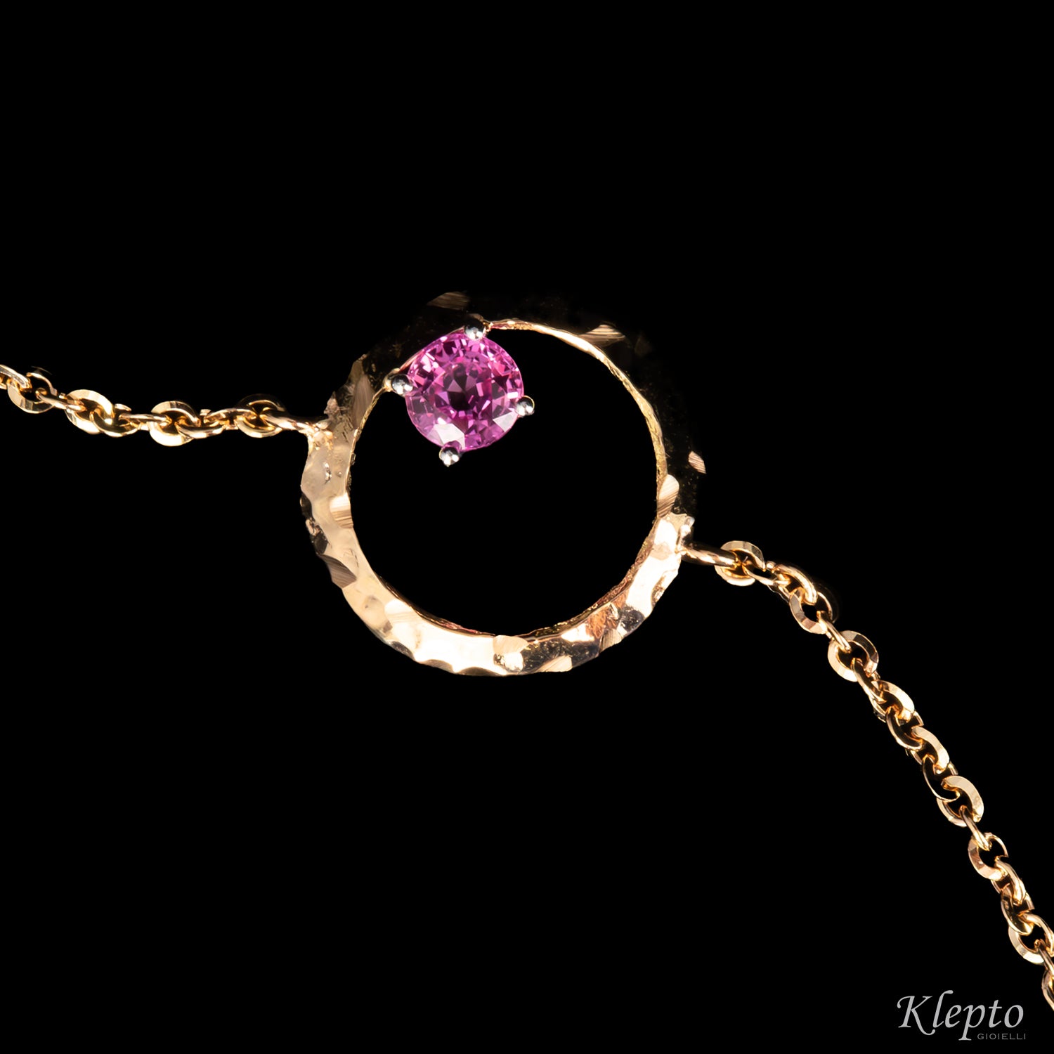 "Pulsar" rose and white gold bracelet with gemstones