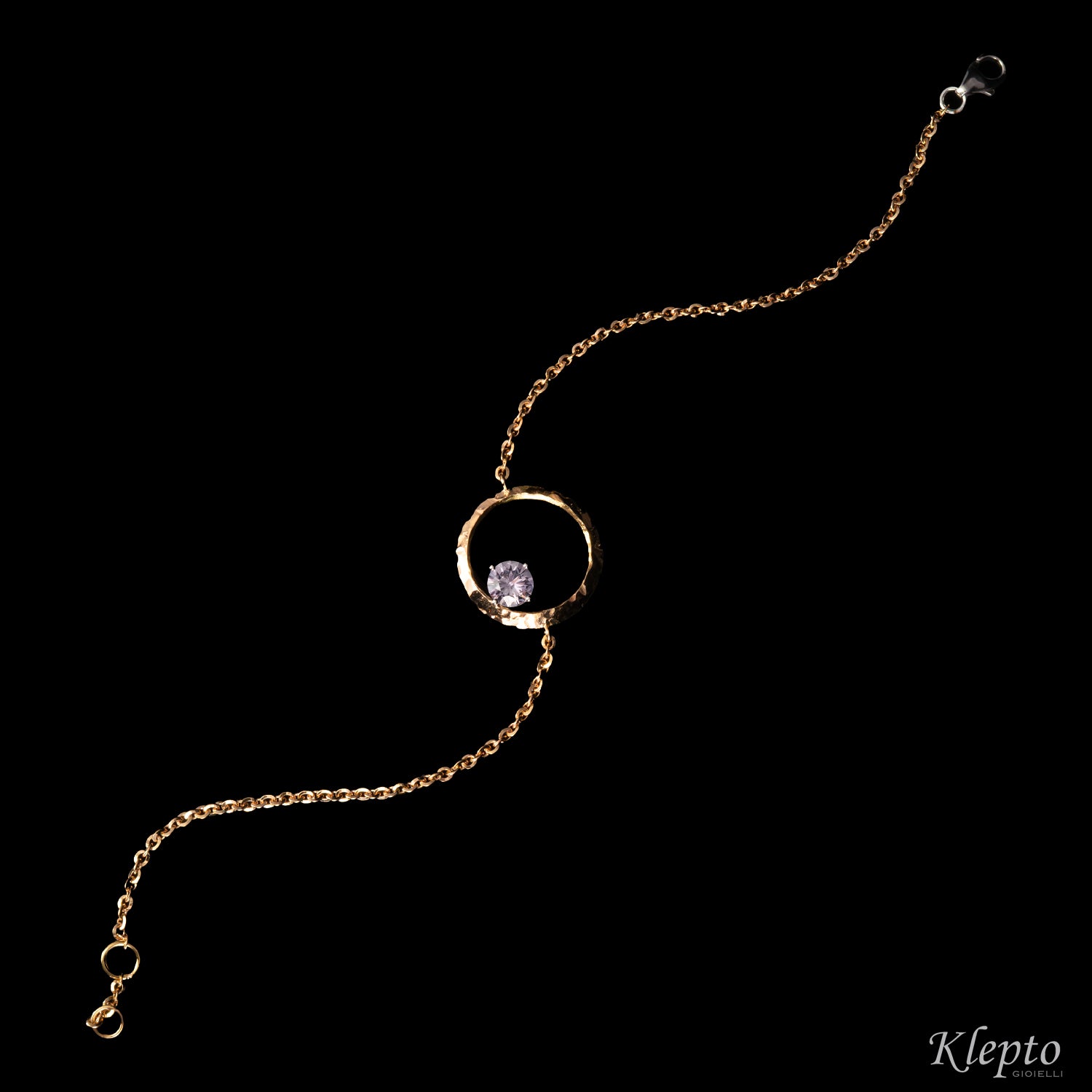 "Pulsar" rose and white gold bracelet with gemstones