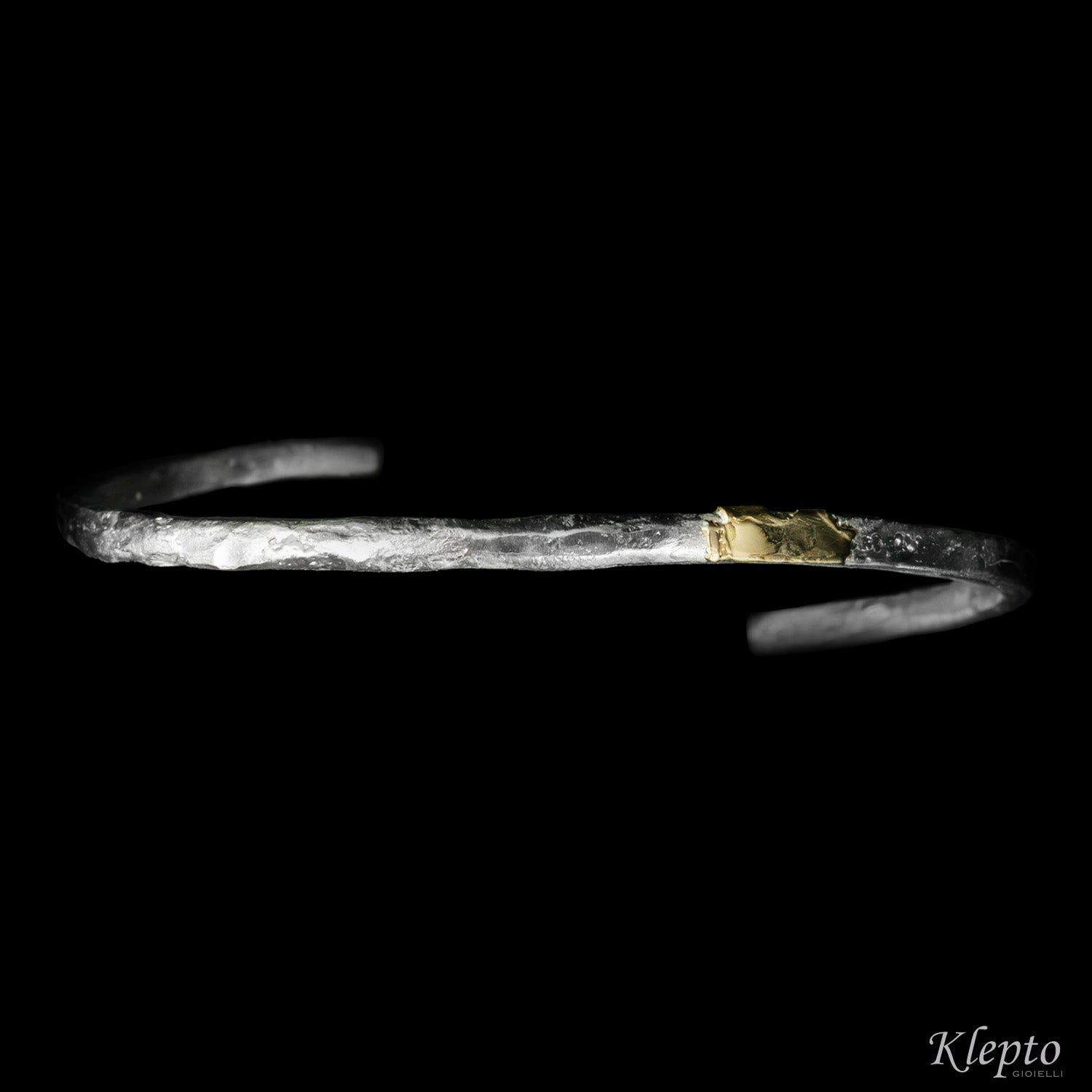 Rigid Silnova® Silver bracelet with yellow gold detail