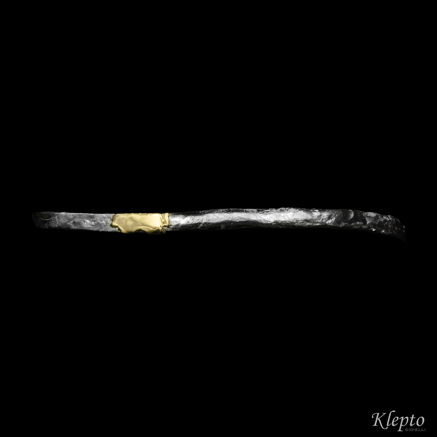Rigid Silnova® Silver bracelet with yellow gold detail