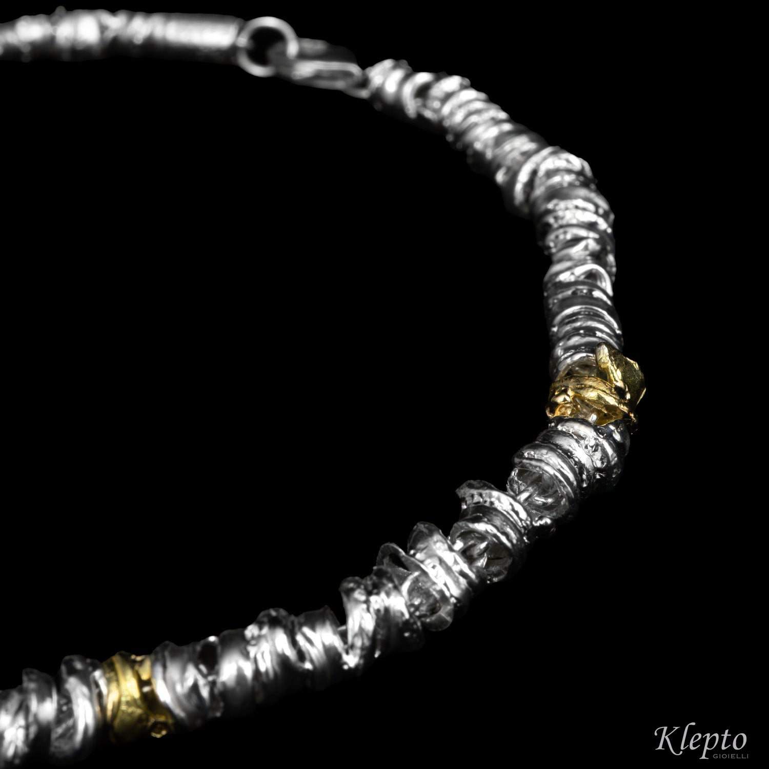 Silver Silnova® bracelet with yellow gold elements