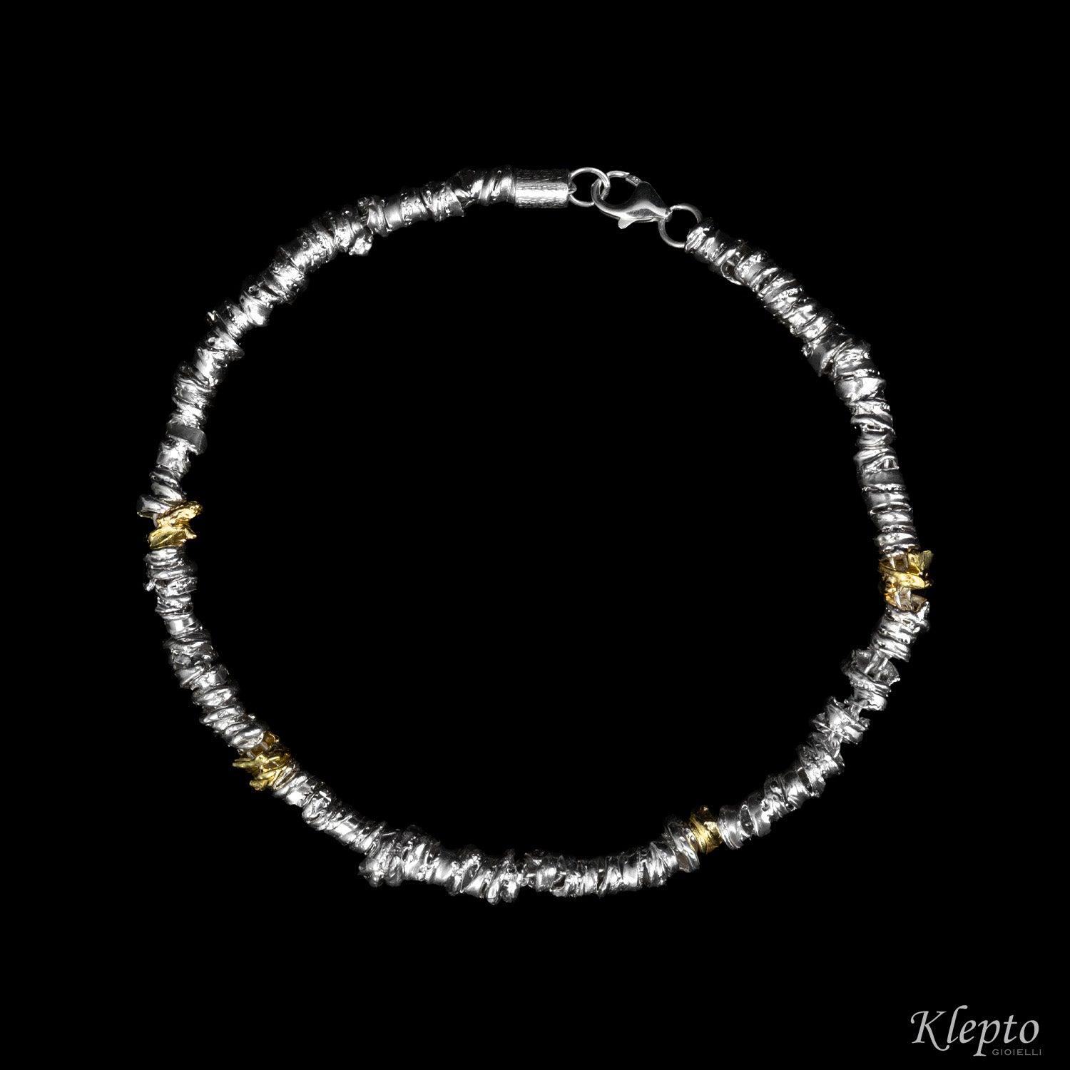 Silver Silnova® bracelet with yellow gold elements