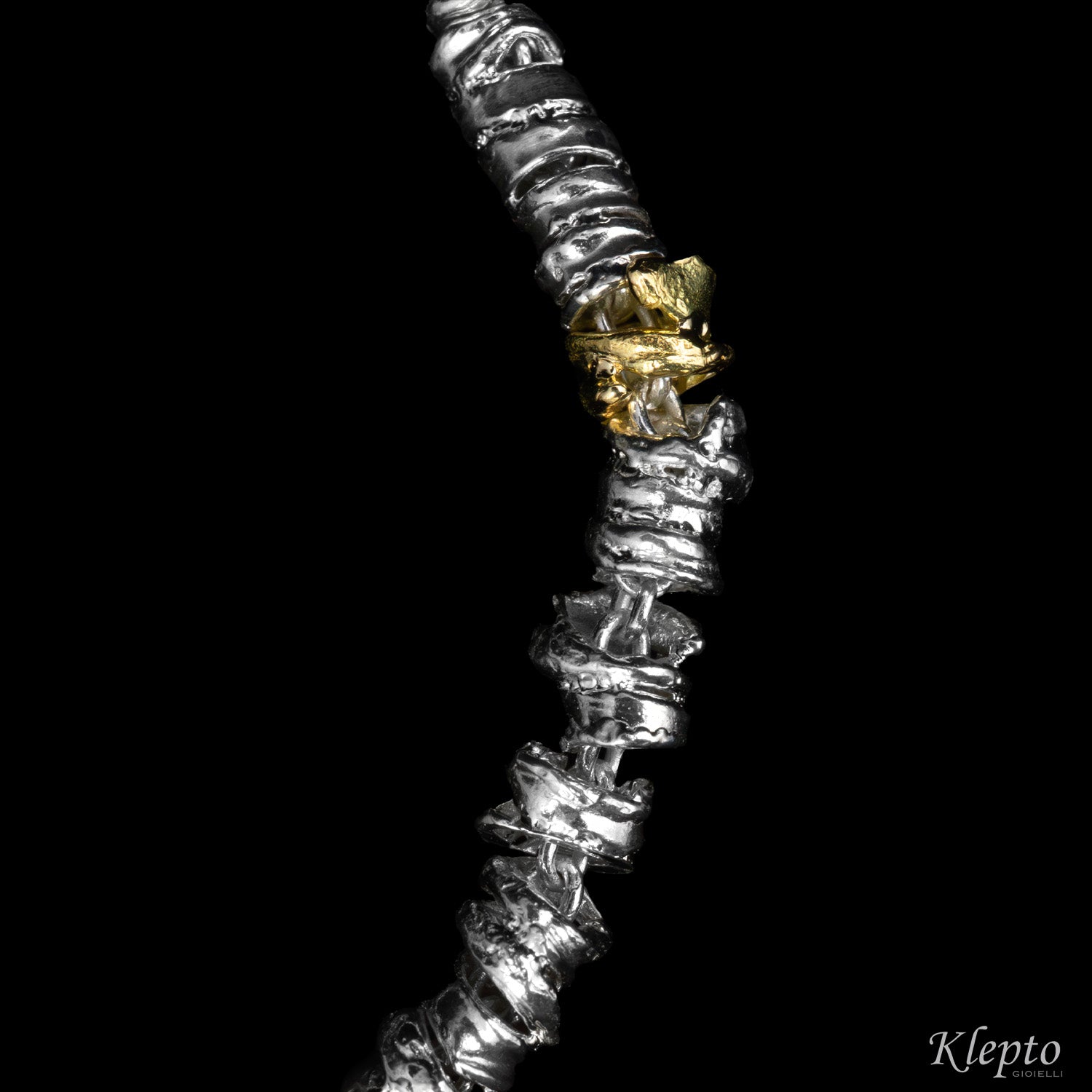 Silver Silnova® bracelet with yellow gold elements