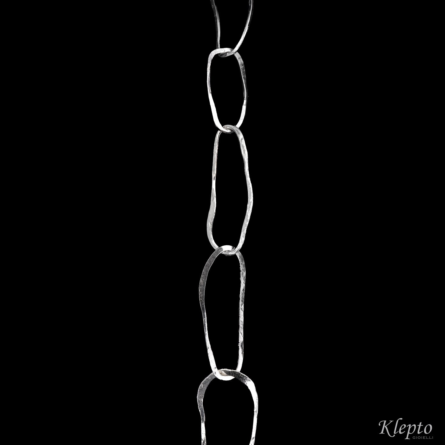 Silnova® Silver Necklace with Hammered Oval Rings