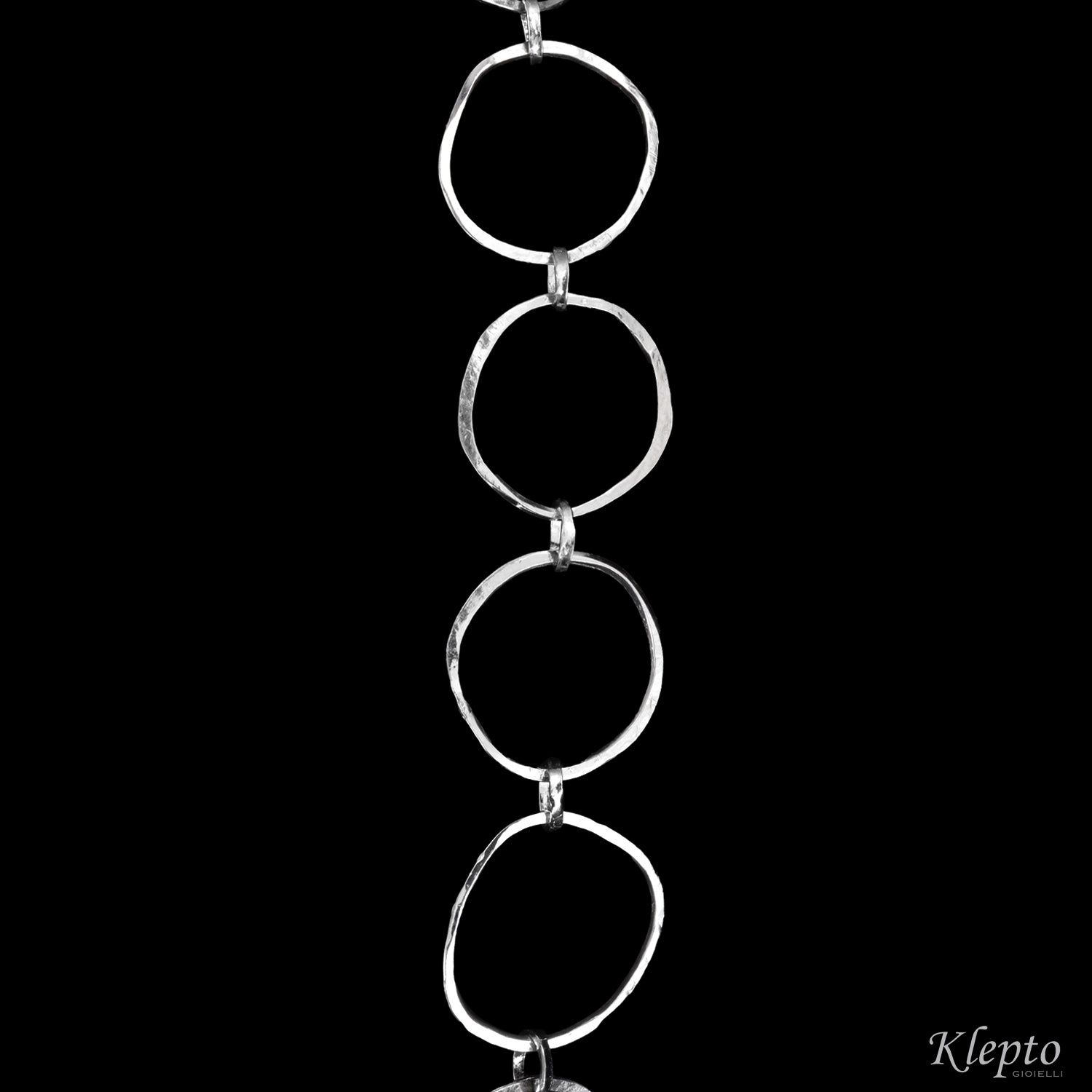 Silnova® Silver Necklace with Hammered Rounds