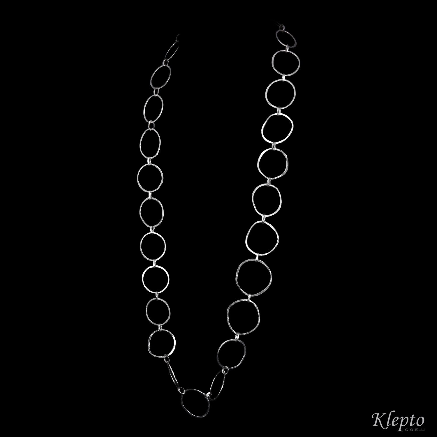 Silnova® Silver Necklace with Hammered Rounds